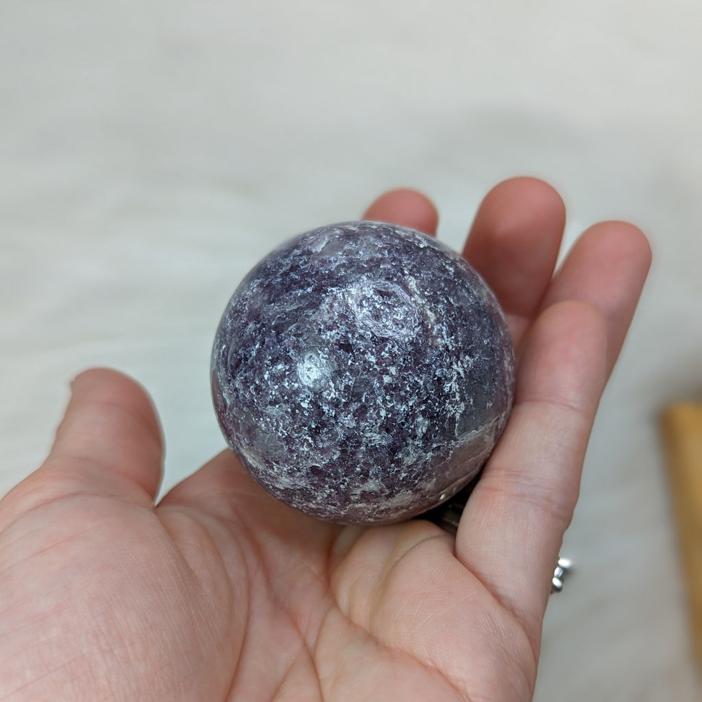 ONE Calming, Sparkling Lepidolite Sphere ~ Size 1 - Earth Family Crystals