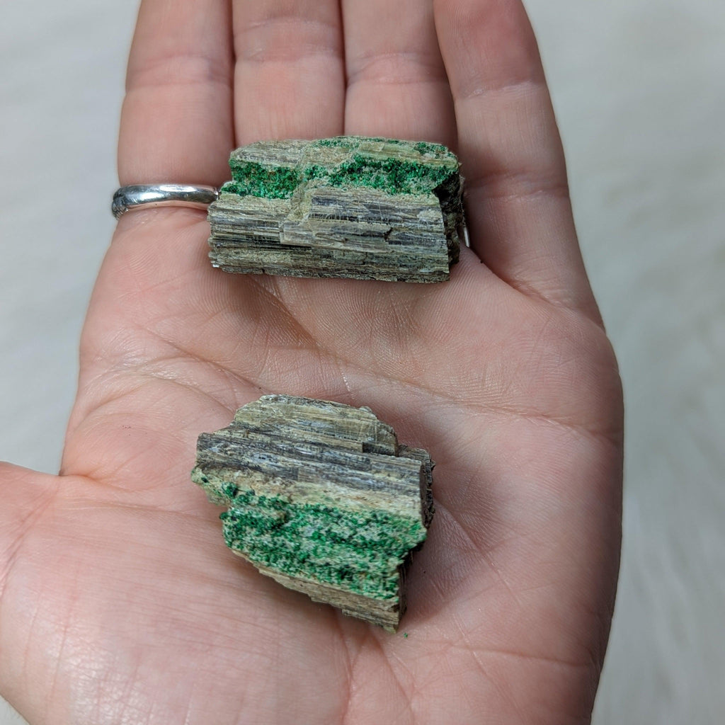 Rare sparkling Green Garnet on Matrix ~ Pair - Earth Family Crystals