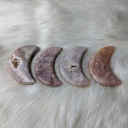 One DREAMY Pink Amethyst Large Crescent Moon Carving - Earth Family Crystals