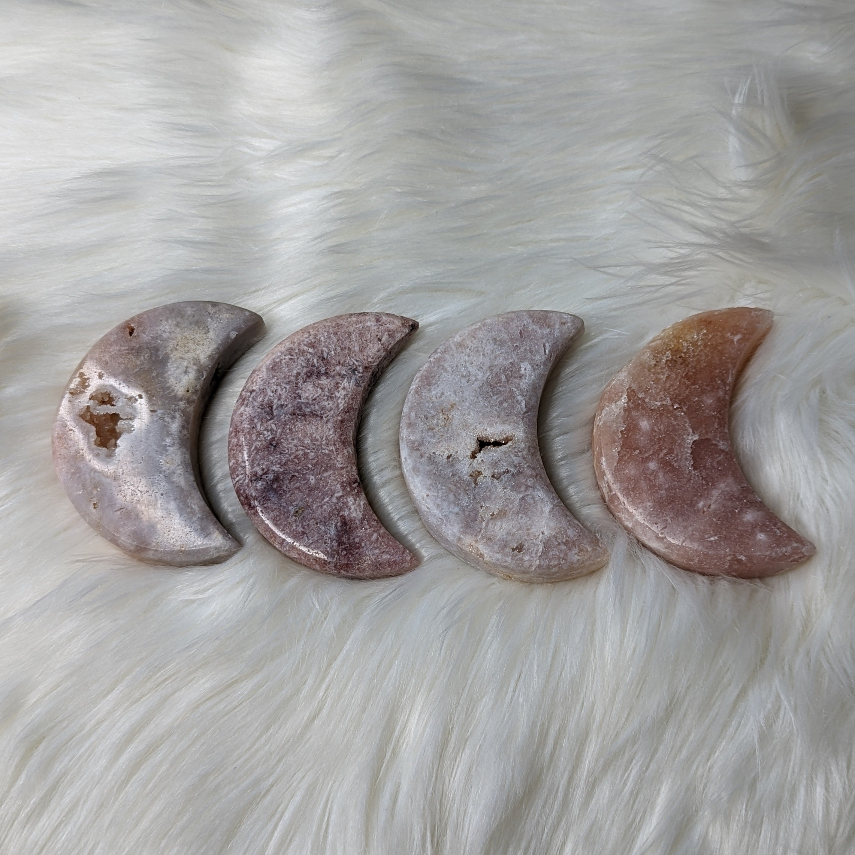 One DREAMY Pink Amethyst Large Crescent Moon Carving - Earth Family Crystals