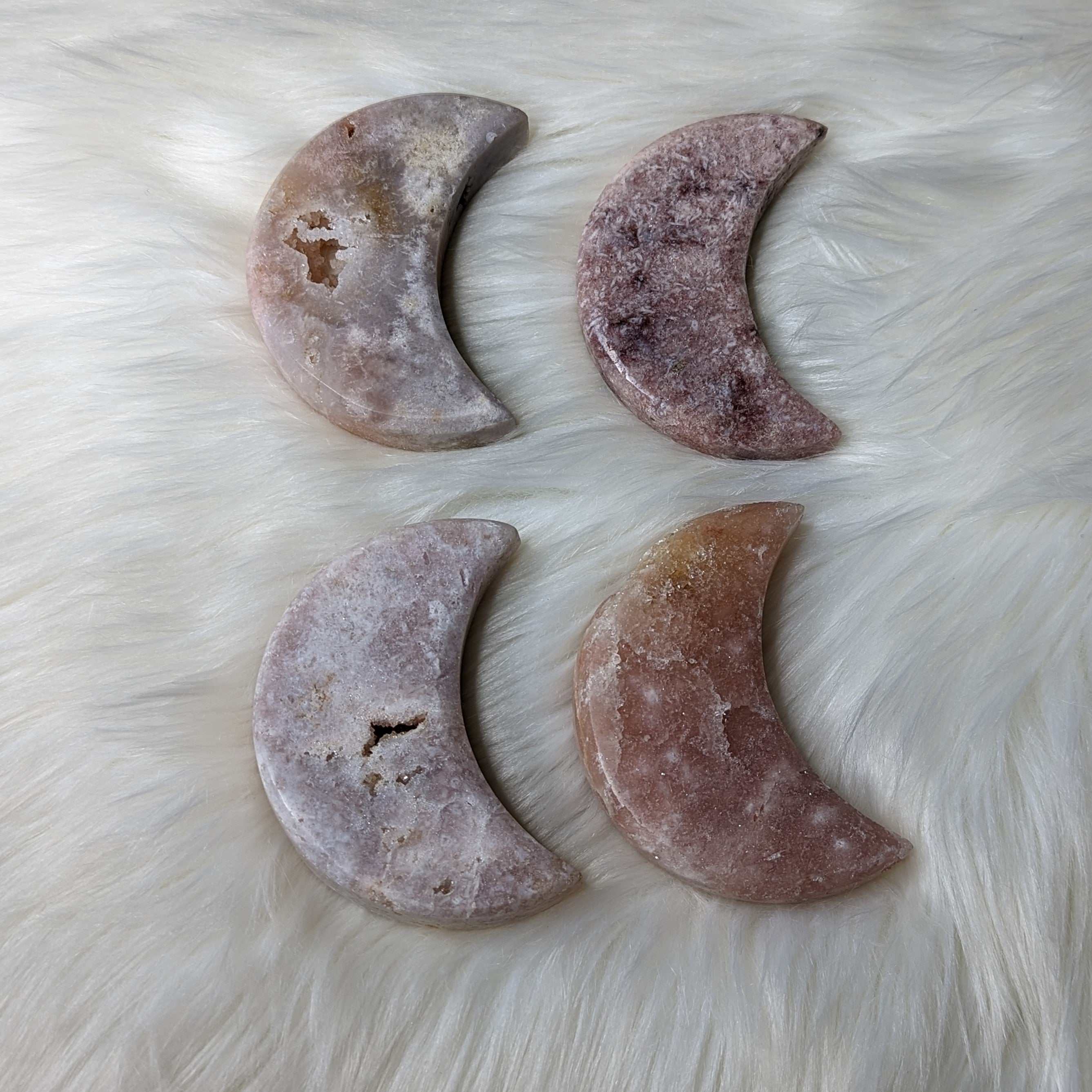 One DREAMY Pink Amethyst Large Crescent Moon Carving - Earth Family Crystals
