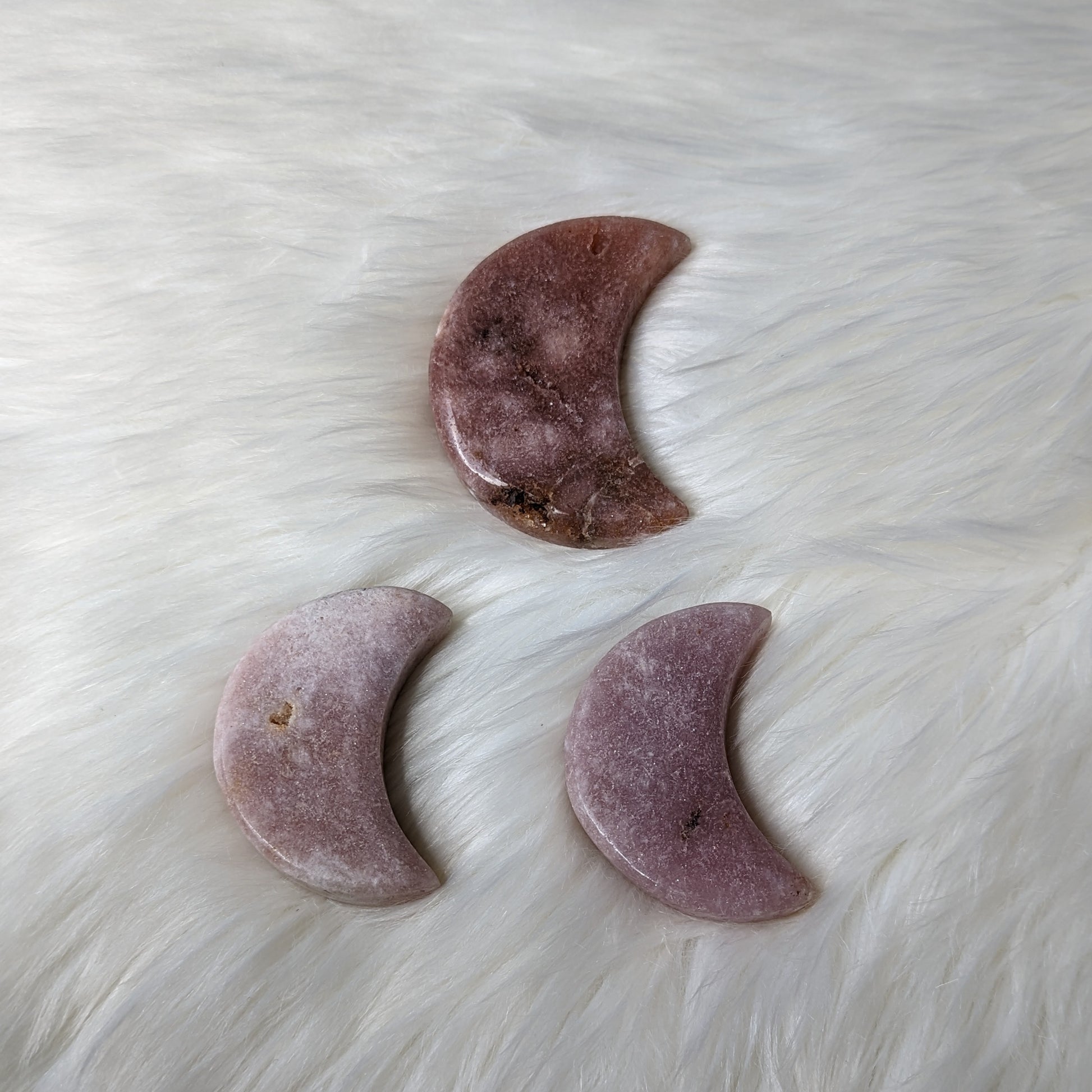One DREAMY Pink Amethyst small Crescent Moon Carving - Earth Family Crystals