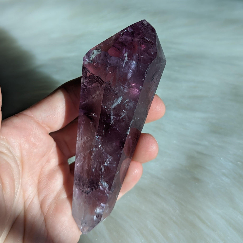 Gorgeous Purple Amethyst Wand Carving With Rainbows From Brazil #2 - Earth Family Crystals