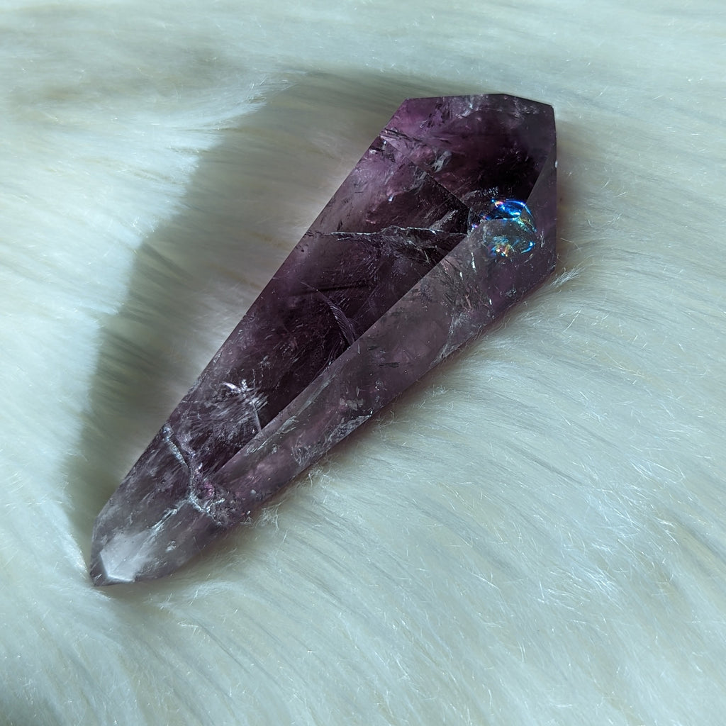 Gorgeous Purple Amethyst Wand Carving With Rainbows From Brazil #2 - Earth Family Crystals