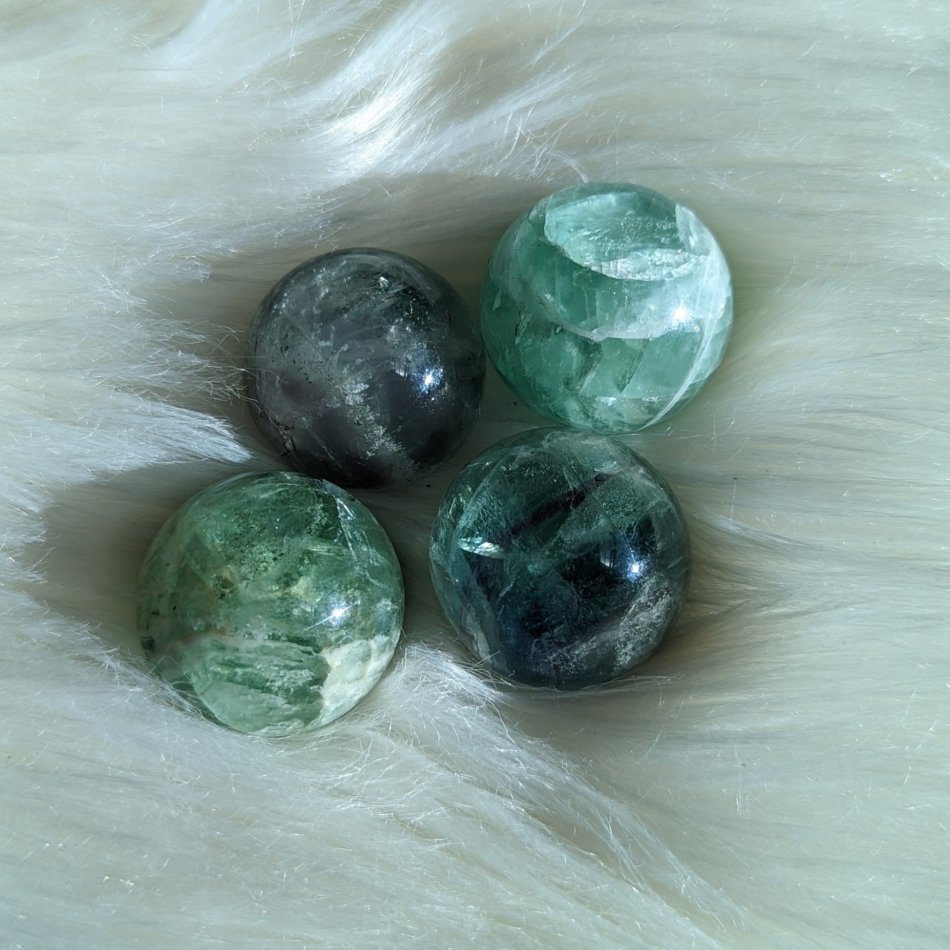 Adorable and Healing Blue / Green Flourite Spheres (one) - Earth Family Crystals