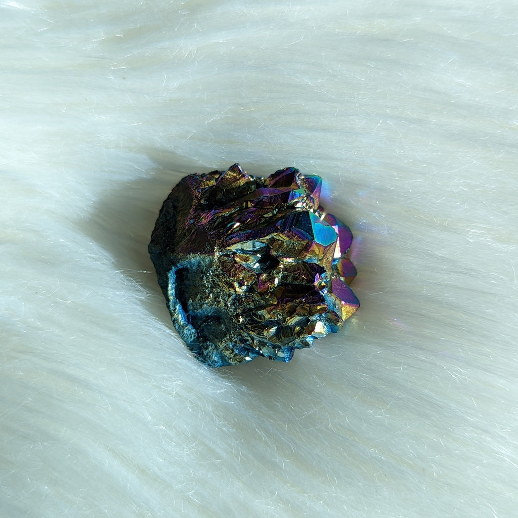 Titanium Rainbow Aura Amethyst Cluster #1 ~ Vibrant and Energetic - Earth Family Crystals