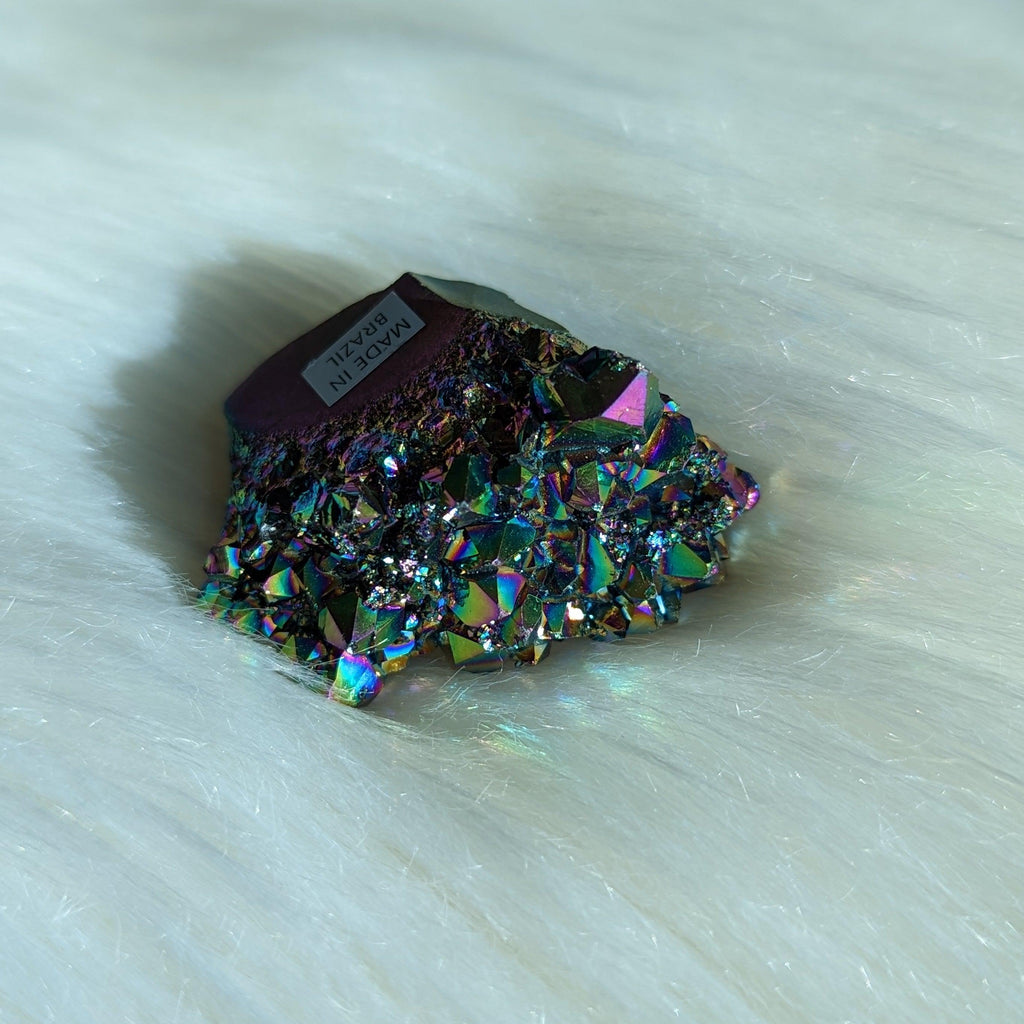 Titanium Rainbow Aura Amethyst Cluster #2 ~ Vibrant and Energetic - Earth Family Crystals