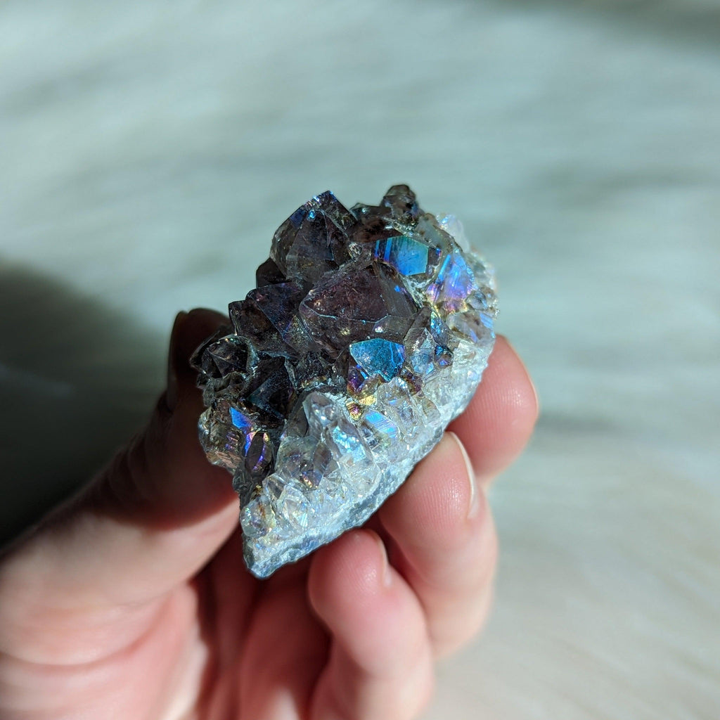 Titanium Rainbow Aura Amethyst Cluster #3 ~ Vibrant and Energetic - Earth Family Crystals