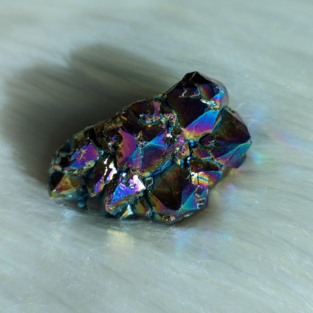 Titanium Rainbow Aura Amethyst Cluster #4 ~ Vibrant and Energetic - Earth Family Crystals