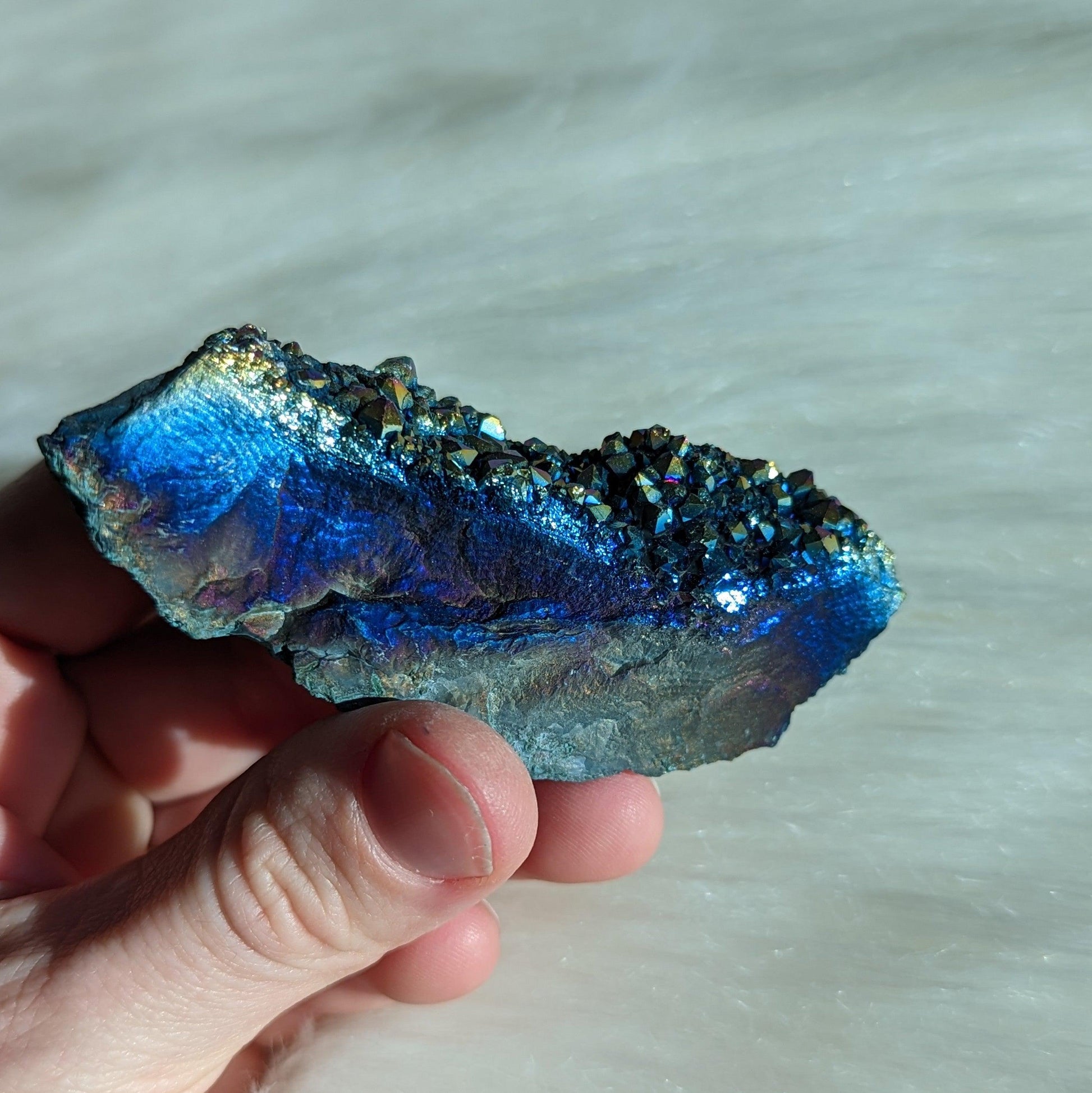 Titanium Rainbow Aura Amethyst Cluster #5 ~ Vibrant and Energetic - Earth Family Crystals