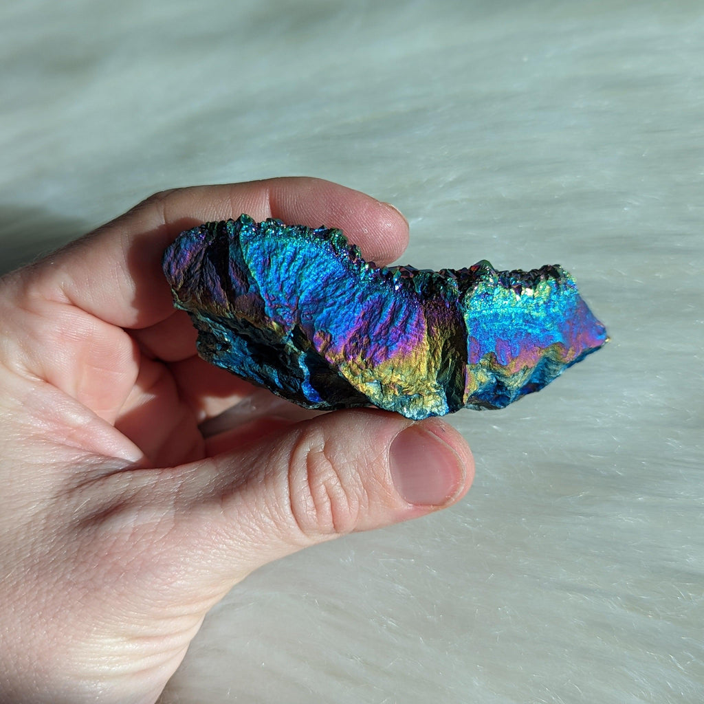 Titanium Rainbow Aura Amethyst Cluster #5 ~ Vibrant and Energetic - Earth Family Crystals