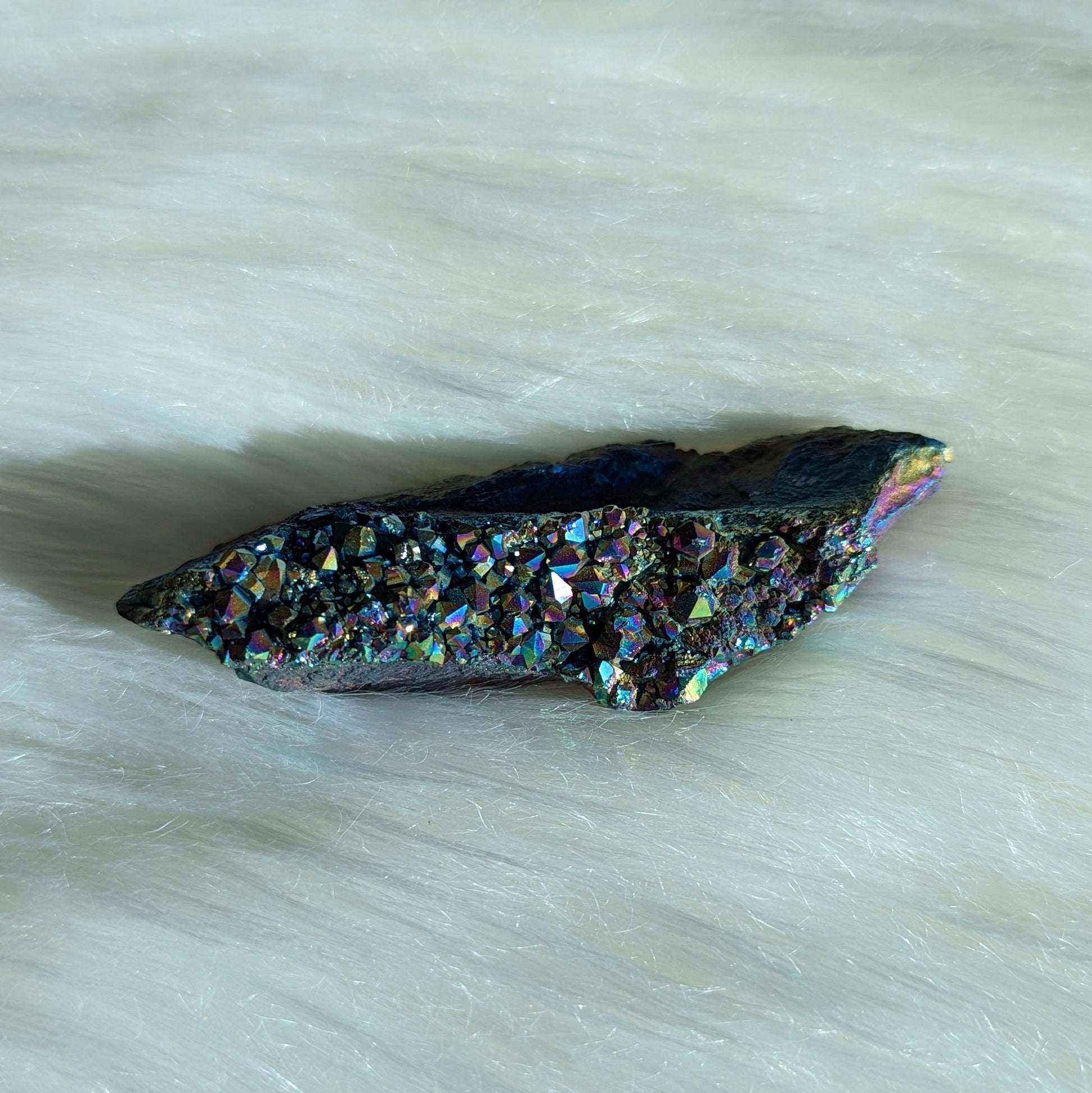 Titanium Rainbow Aura Amethyst Cluster #5 ~ Vibrant and Energetic - Earth Family Crystals
