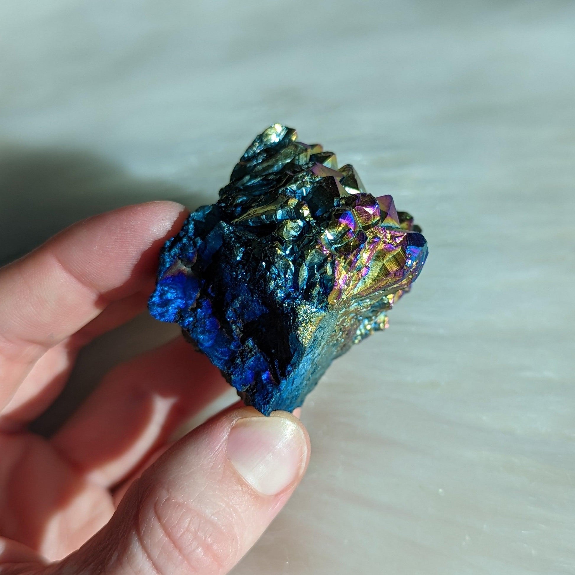 Titanium Rainbow Aura Amethyst Cluster #6 ~ Vibrant and Energetic - Earth Family Crystals