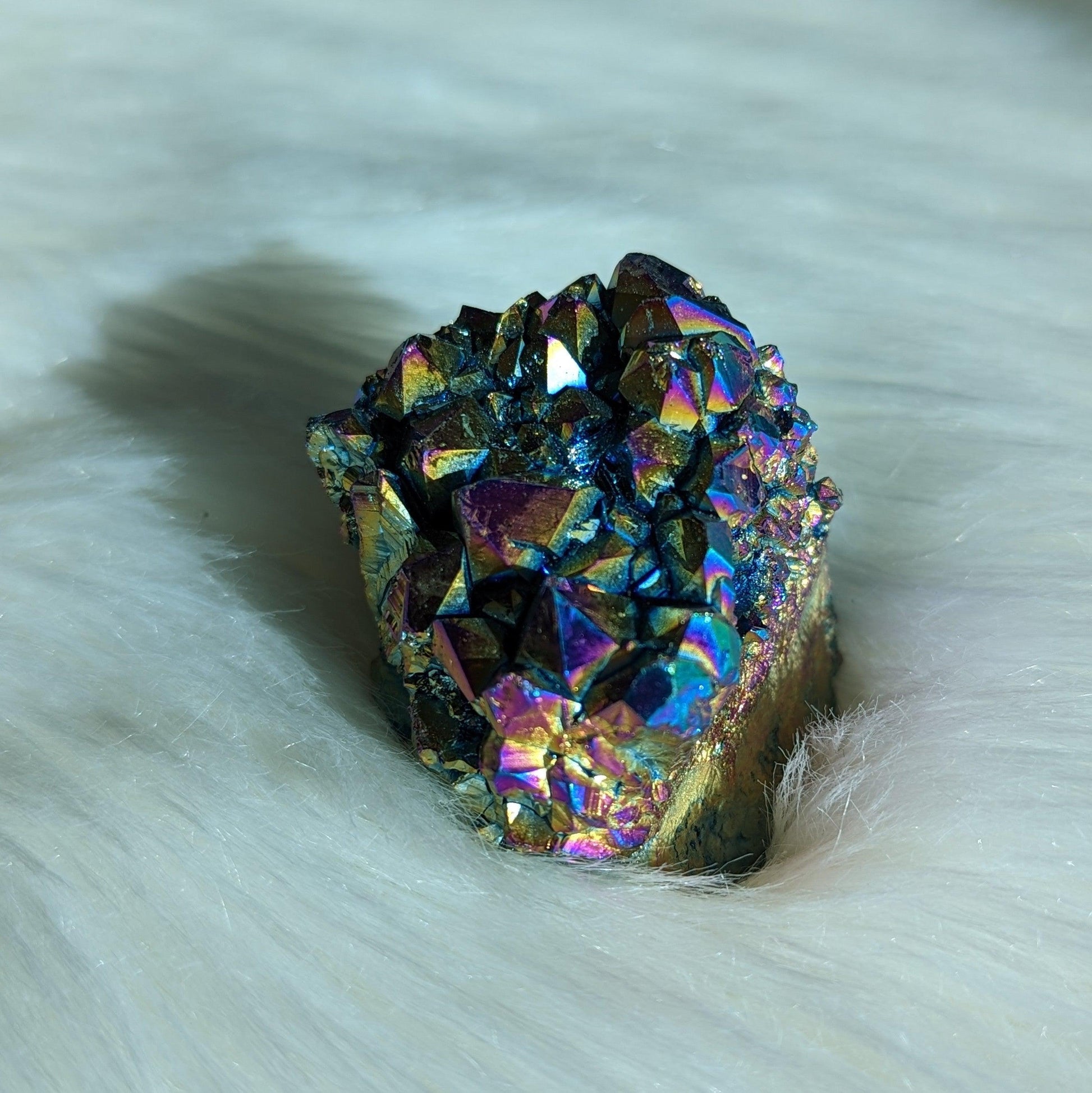 Titanium Rainbow Aura Amethyst Cluster #6 ~ Vibrant and Energetic - Earth Family Crystals