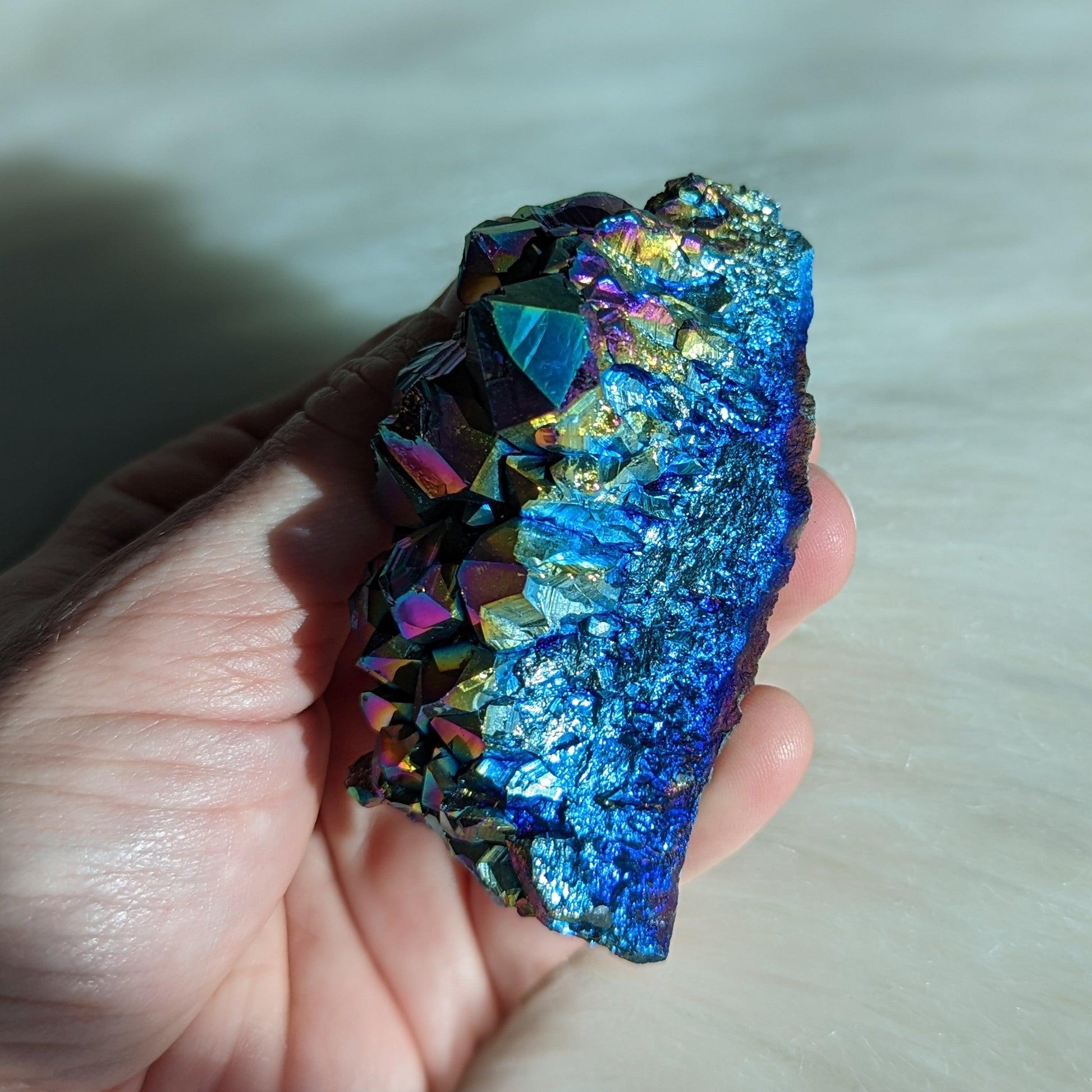 Titanium Rainbow Aura Amethyst Cluster #7~ Vibrant and Energetic - Earth Family Crystals