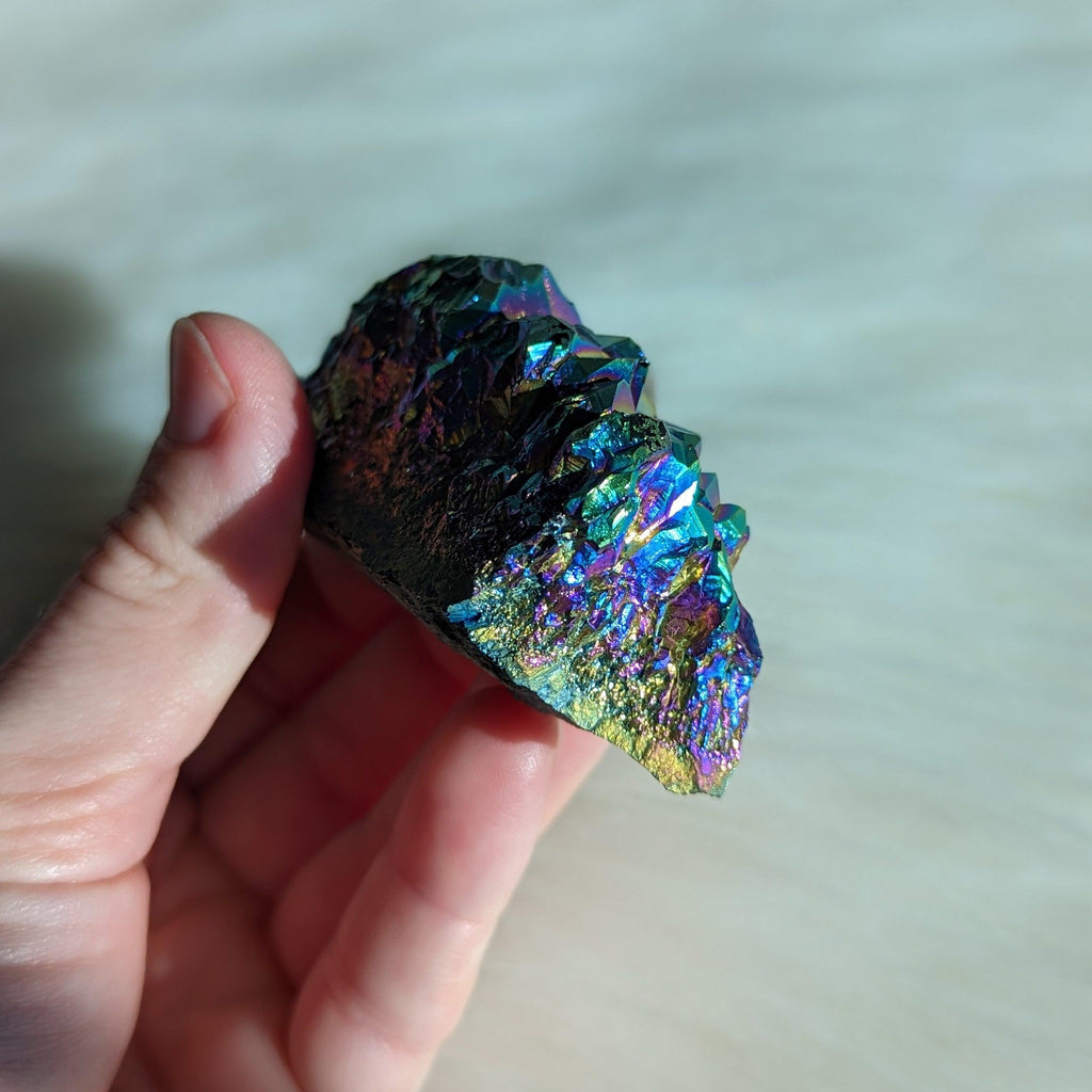 Titanium Rainbow Aura Amethyst Cluster #7~ Vibrant and Energetic - Earth Family Crystals