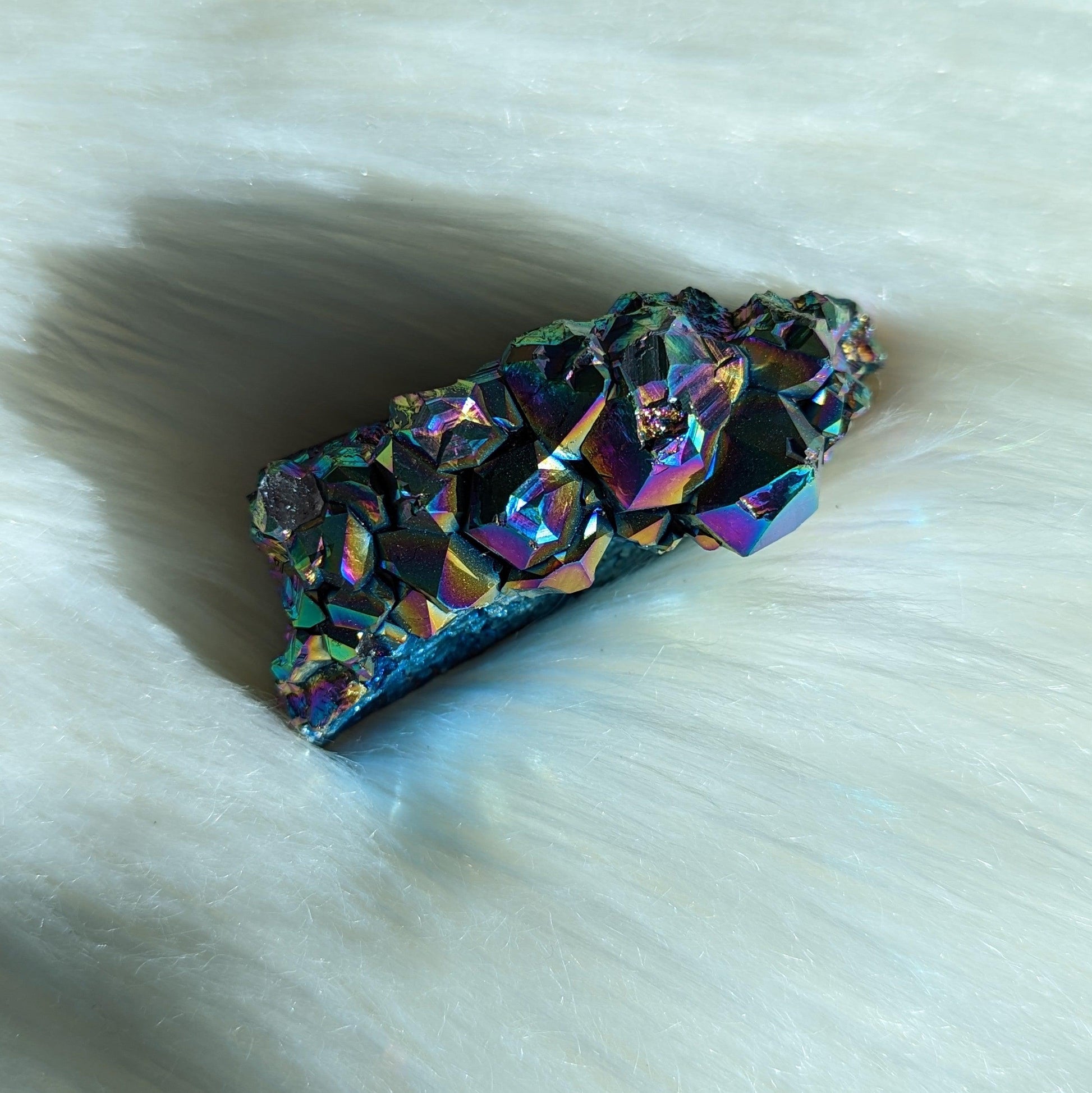 Titanium Rainbow Aura Amethyst Cluster #7~ Vibrant and Energetic - Earth Family Crystals