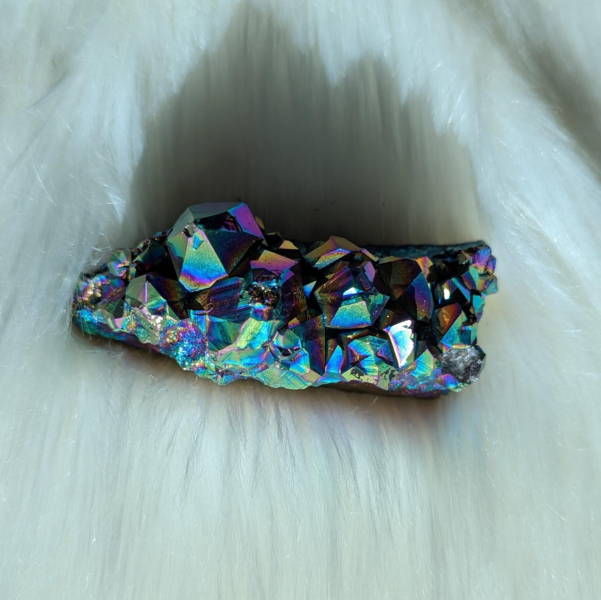 Titanium Rainbow Aura Amethyst Cluster #7~ Vibrant and Energetic - Earth Family Crystals