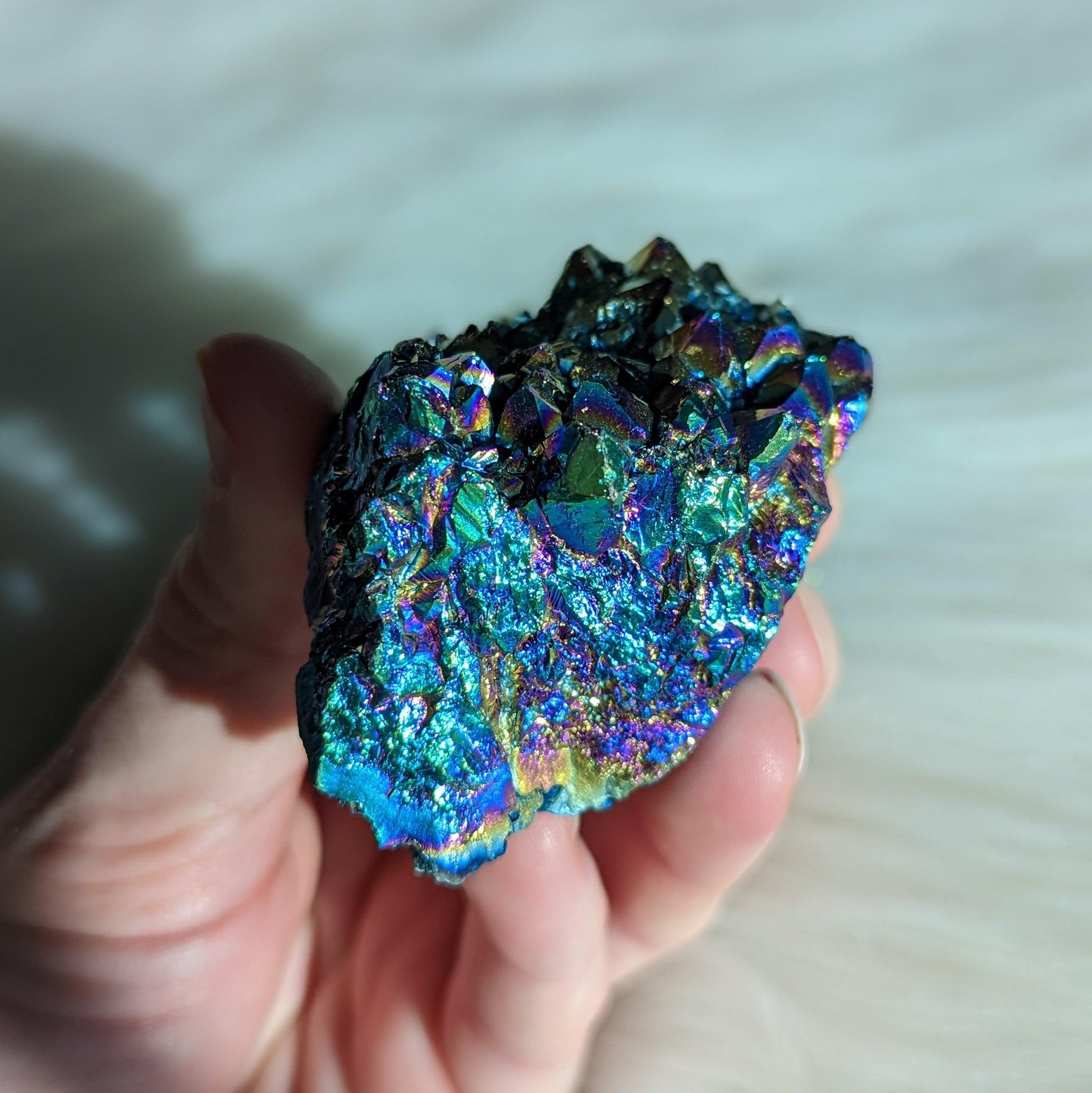 Titanium Rainbow Aura Amethyst Cluster #8~ Vibrant and Energetic - Earth Family Crystals
