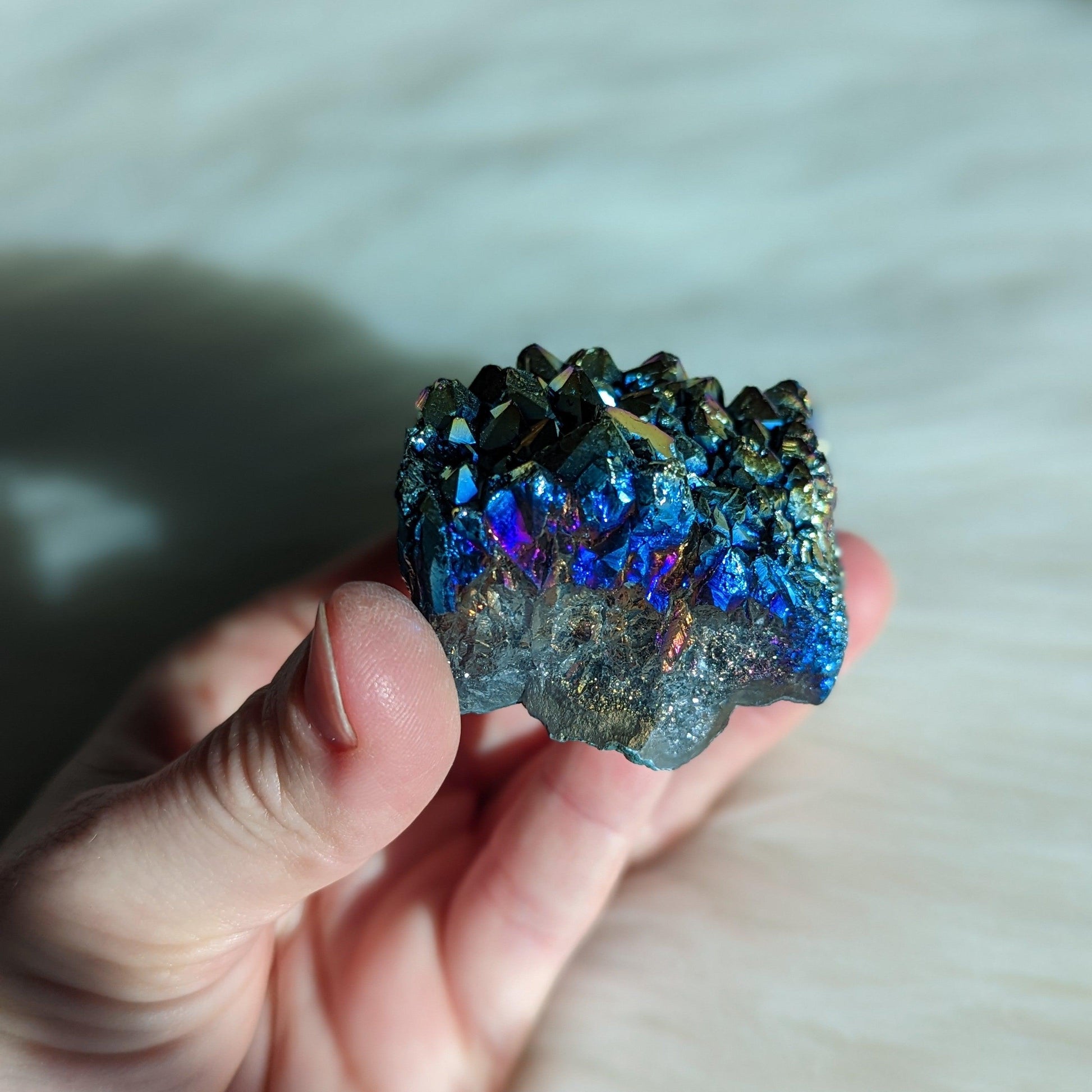 Titanium Rainbow Aura Amethyst Cluster #8~ Vibrant and Energetic - Earth Family Crystals