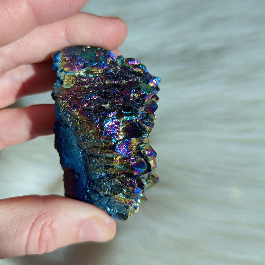 Titanium Rainbow Aura Amethyst Cluster #8~ Vibrant and Energetic - Earth Family Crystals