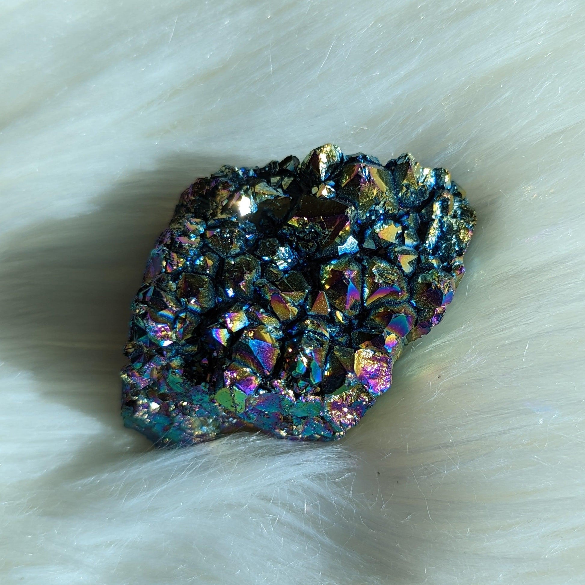 Titanium Rainbow Aura Amethyst Cluster #8~ Vibrant and Energetic - Earth Family Crystals