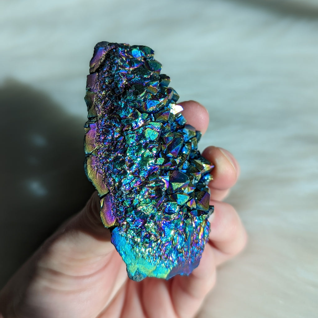 Titanium Rainbow Aura Amethyst Cluster #11~ Vibrant and Energetic - Earth Family Crystals