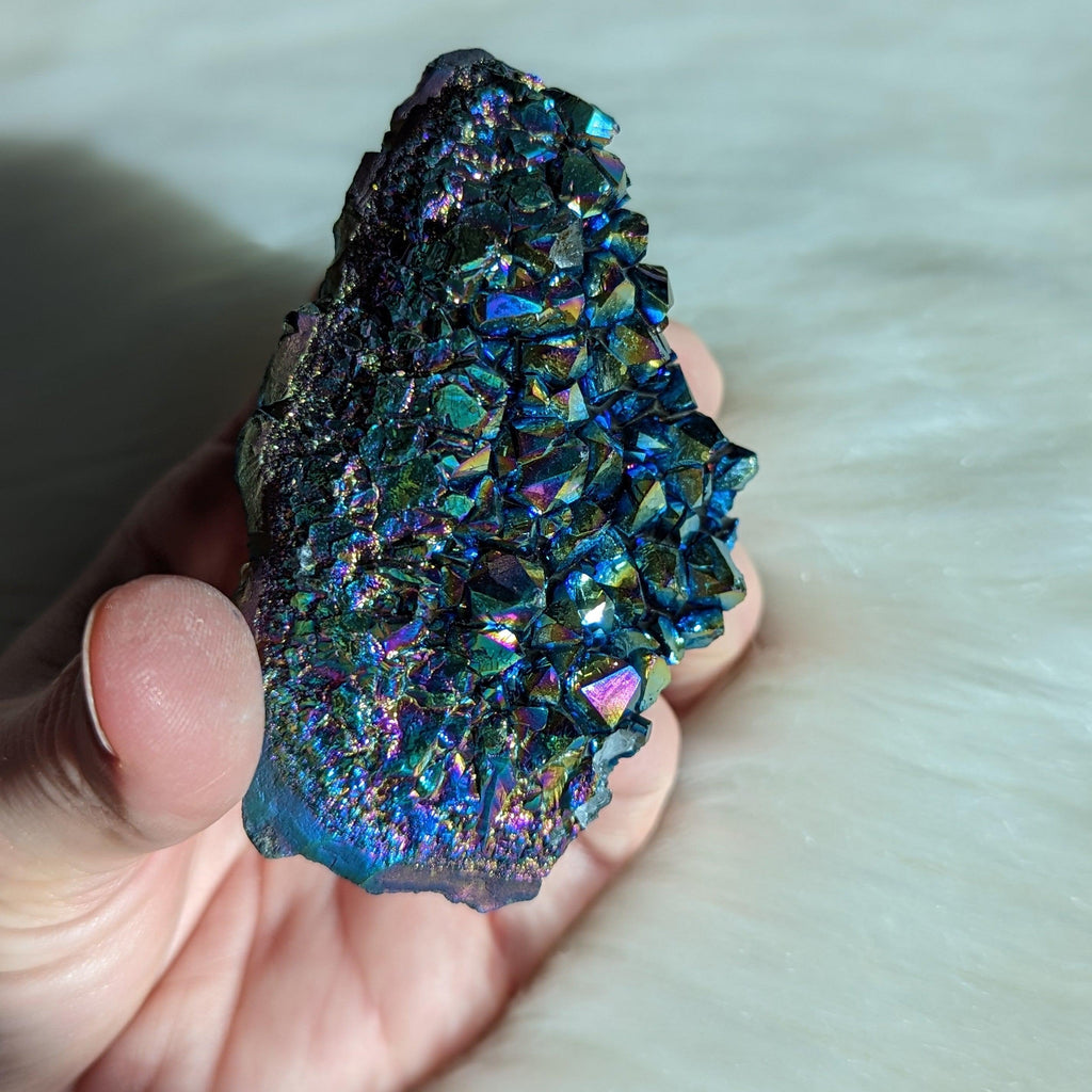 Titanium Rainbow Aura Amethyst Cluster #11~ Vibrant and Energetic - Earth Family Crystals