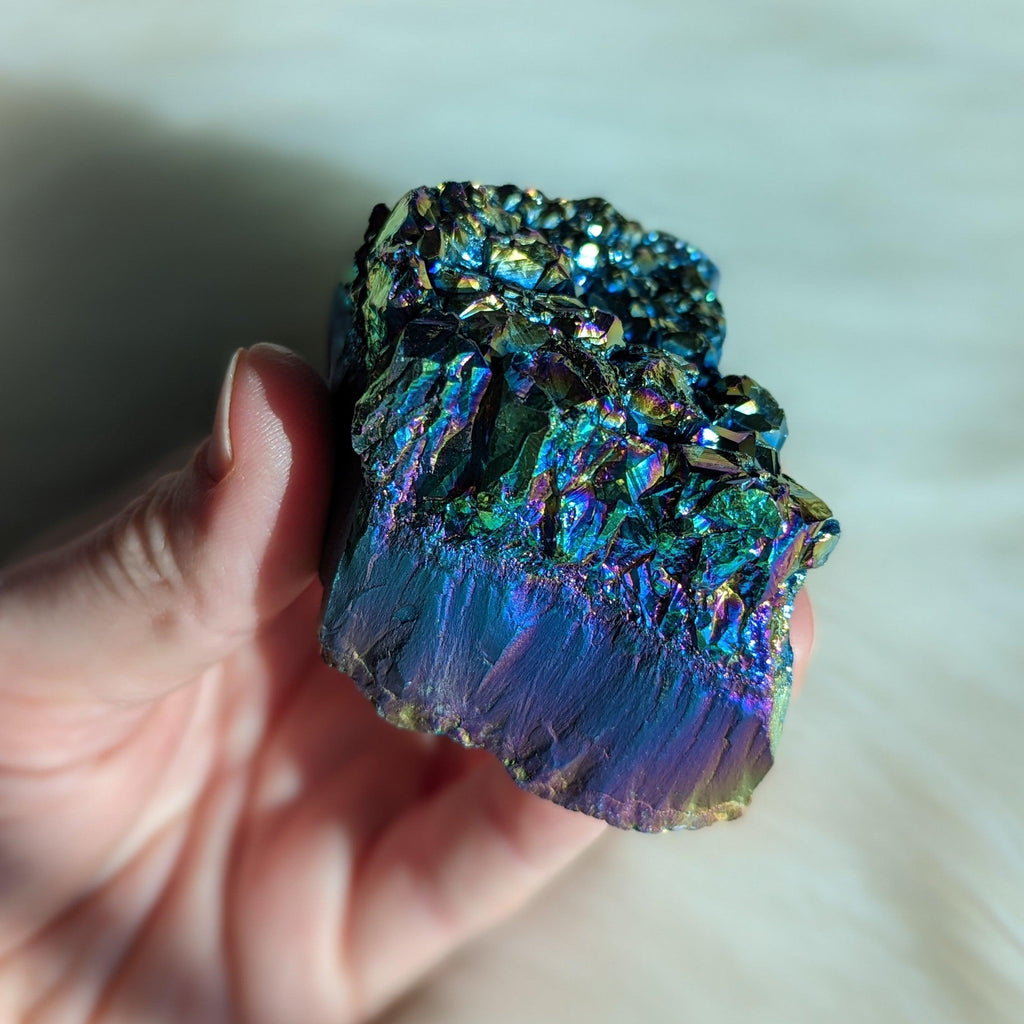 Titanium Rainbow Aura Amethyst Cluster #12~ Vibrant and Energetic - Earth Family Crystals