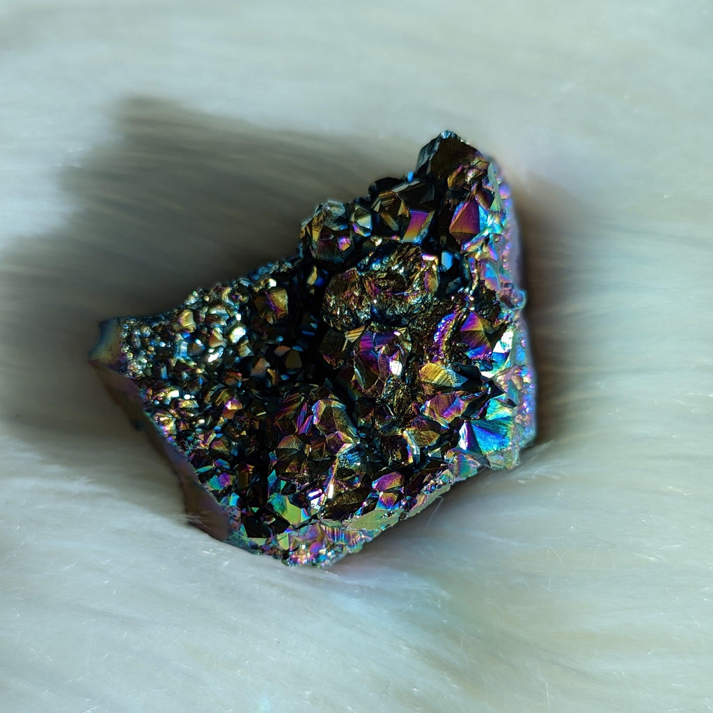 Titanium Rainbow Aura Amethyst Cluster #12~ Vibrant and Energetic - Earth Family Crystals