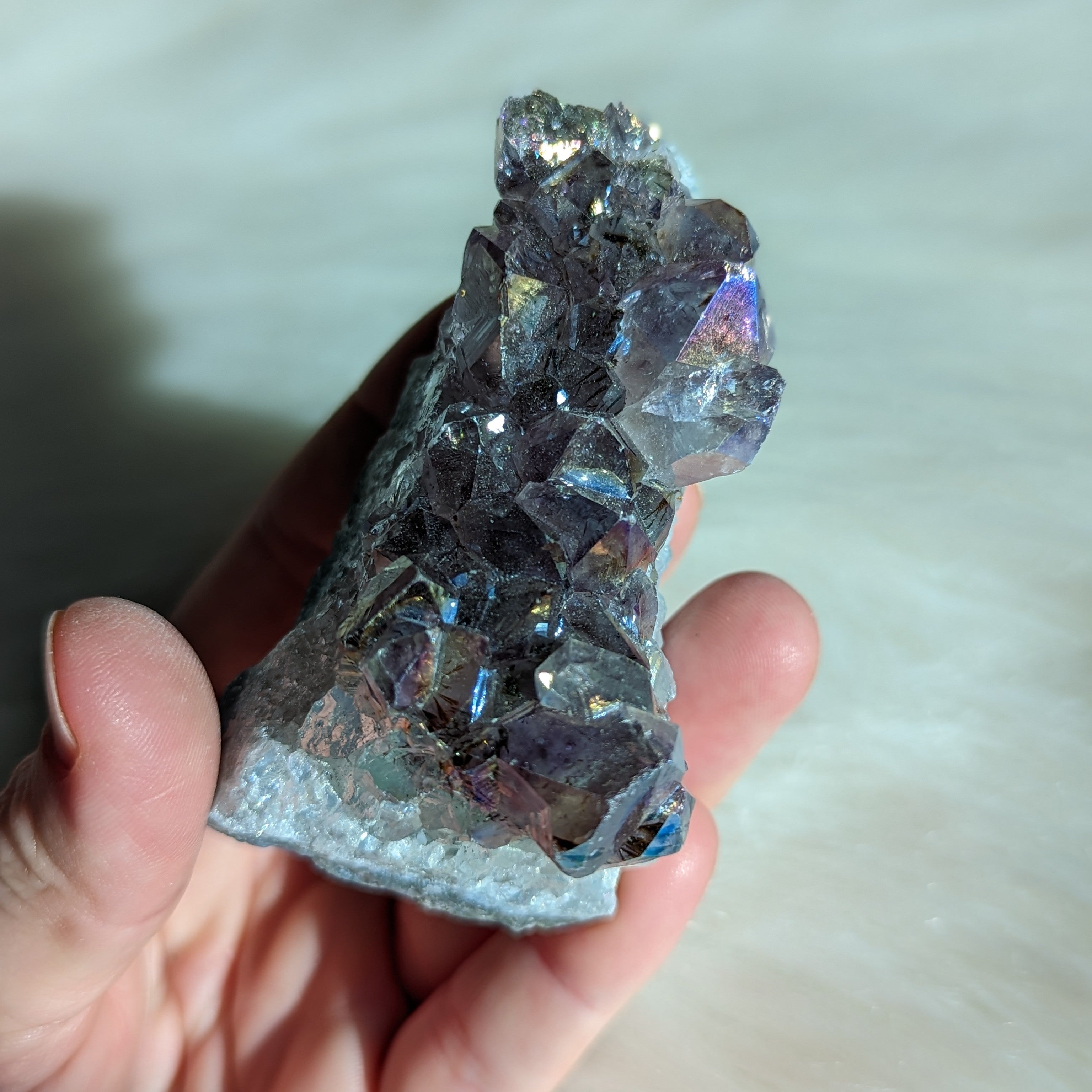 Titanium Rainbow Aura Amethyst Cluster #13~ Vibrant and Energetic - Earth Family Crystals