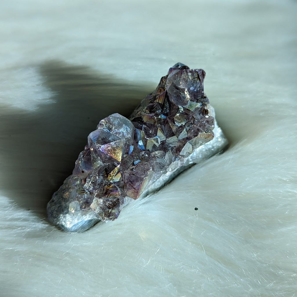 Titanium Rainbow Aura Amethyst Cluster #13~ Vibrant and Energetic - Earth Family Crystals