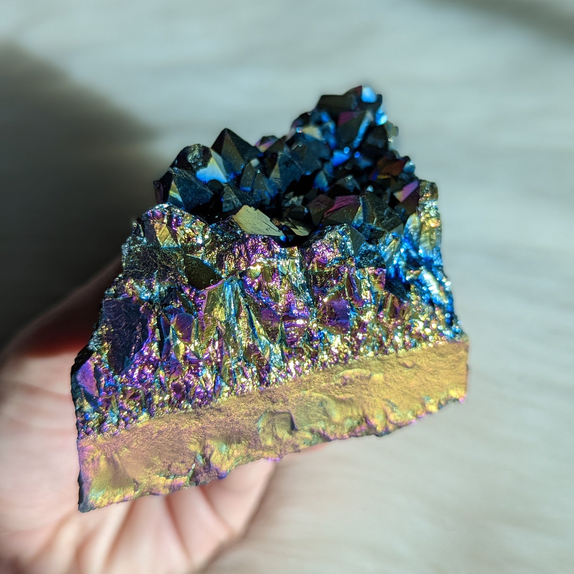 Titanium Rainbow Aura Amethyst Cluster #14~ Vibrant and Energetic - Earth Family Crystals