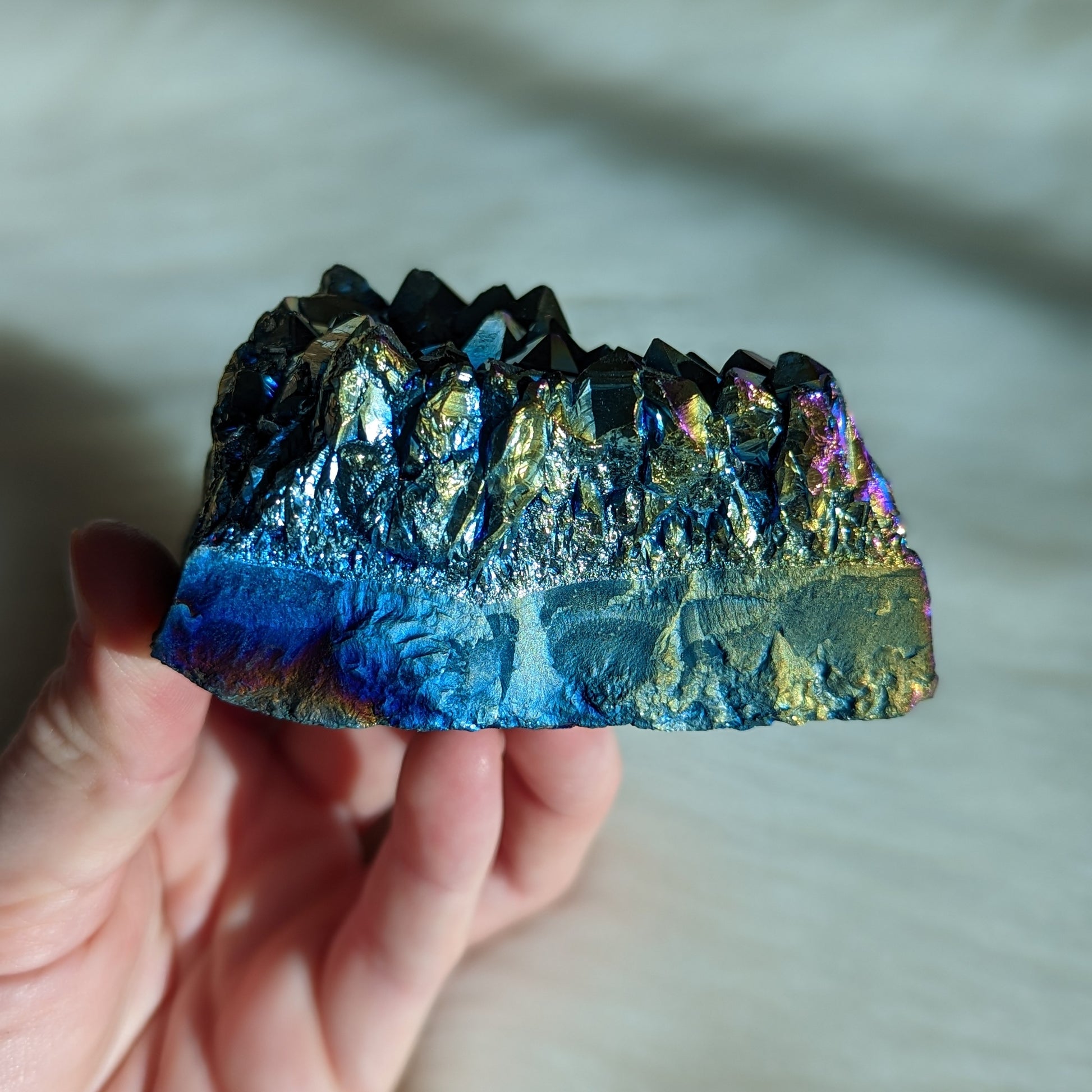 Titanium Rainbow Aura Amethyst Cluster #14~ Vibrant and Energetic - Earth Family Crystals