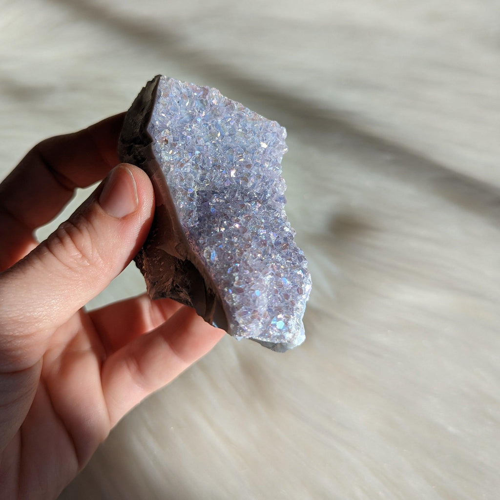 Angel Aura Amethyst Cluster #5 ~ Dazzling Rainbow Energy - Earth Family Crystals