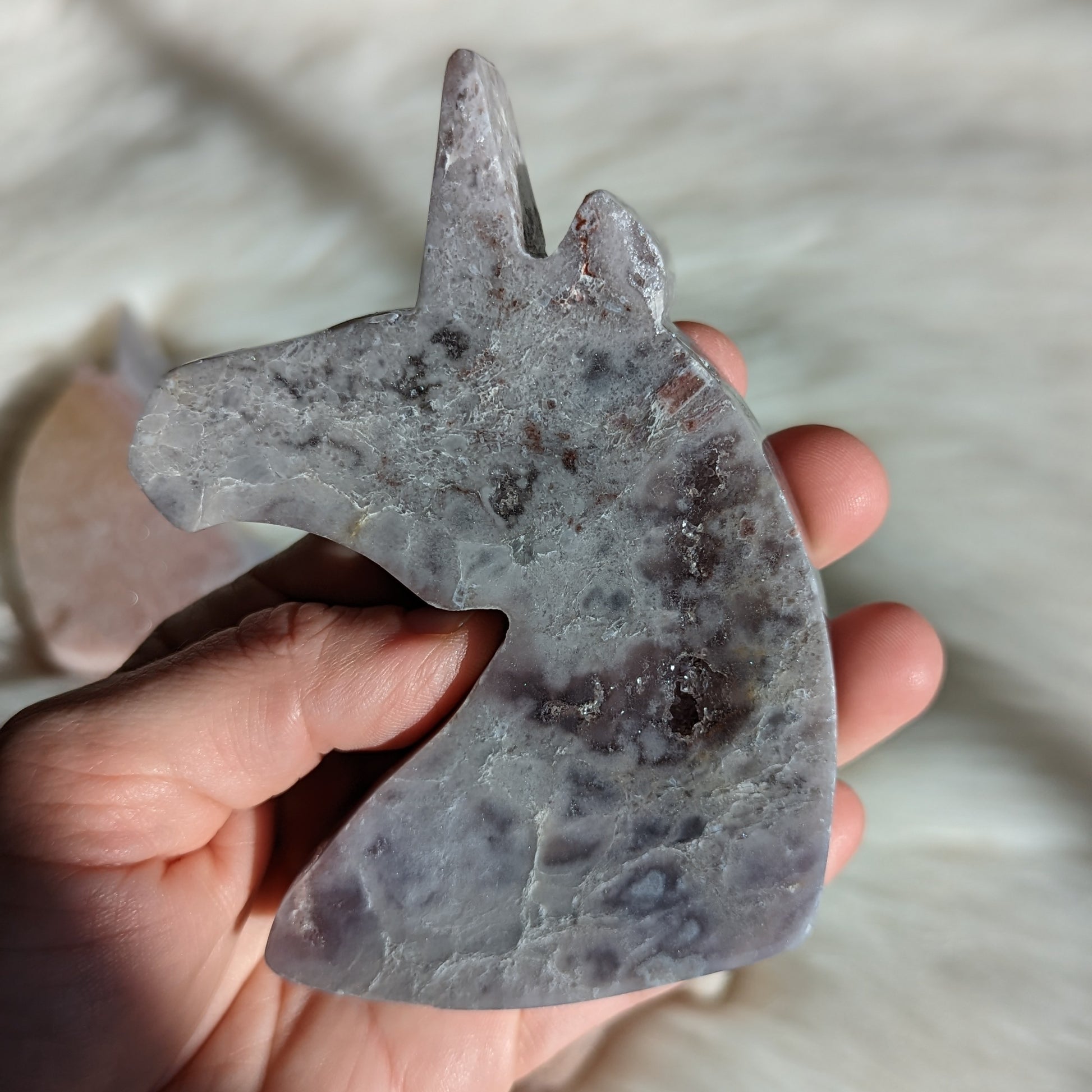 Mystical and Magical Pink ~ Lilac Amethyst Unicorn Carving with Druzy #2 - Earth Family Crystals