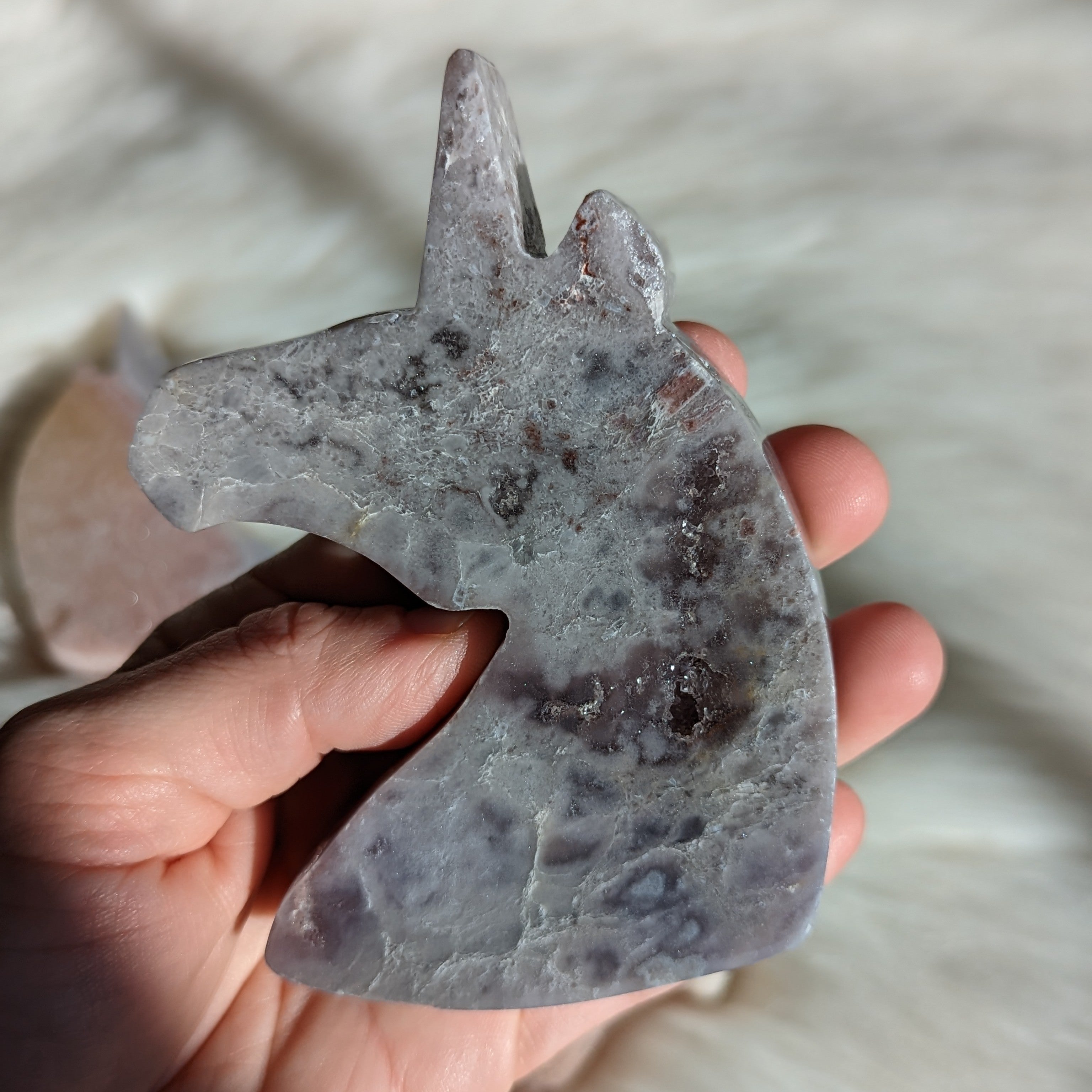 Mystical and Magical Pink ~ Lilac Amethyst Unicorn Carving with Druzy #2 - Earth Family Crystals