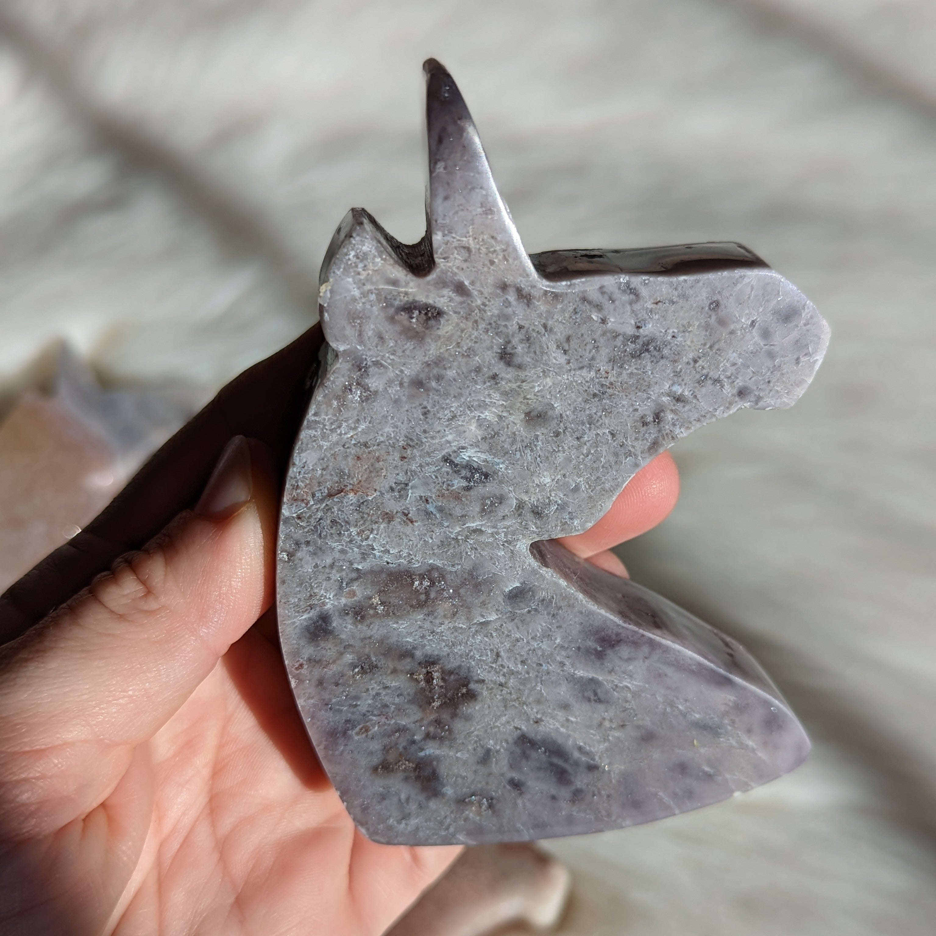 Mystical and Magical Pink ~ Lilac Amethyst Unicorn Carving with Druzy #2 - Earth Family Crystals
