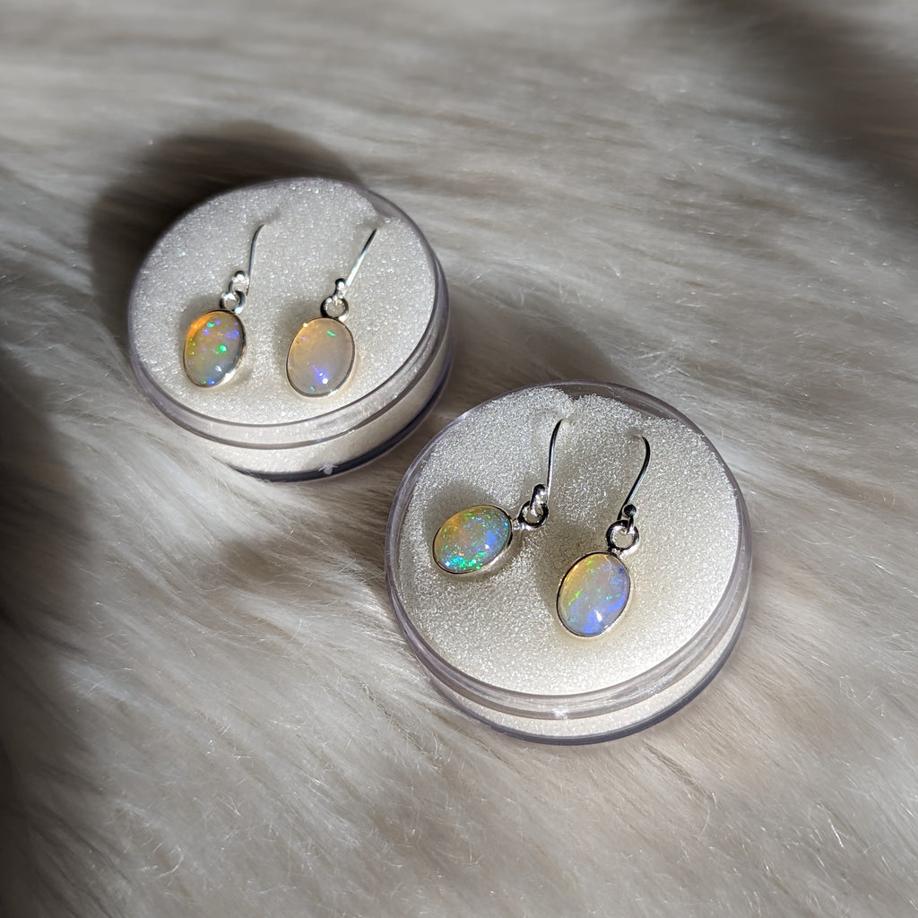 Gorgeous, Shimmering Ethiopian Opal Earrings In Sterling Silver - Earth Family Crystals