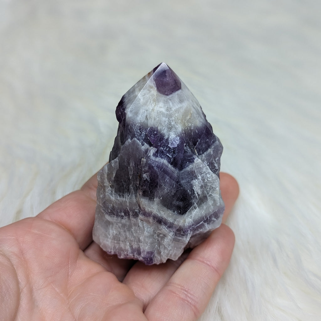 Beautifully Banded Chevron Amethyst Polished Point #2 - Earth Family Crystals