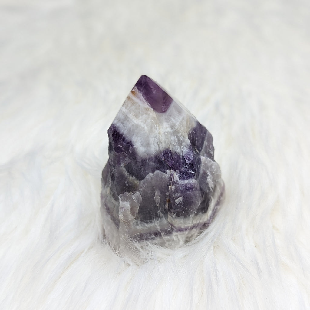 Beautifully Banded Chevron Amethyst Polished Point #2 - Earth Family Crystals
