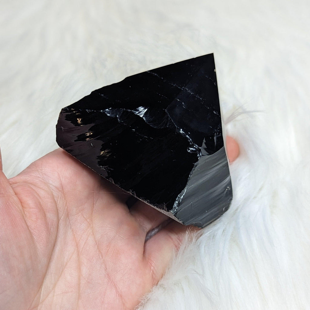 Black Obsidian Polished Point #2~ 6 Sides - Earth Family Crystals