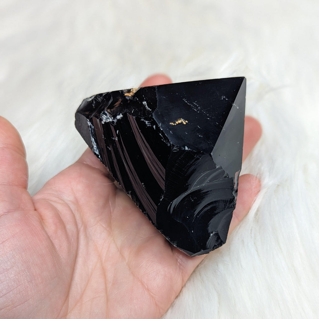 Black Obsidian Polished Point #2~ 6 Sides - Earth Family Crystals