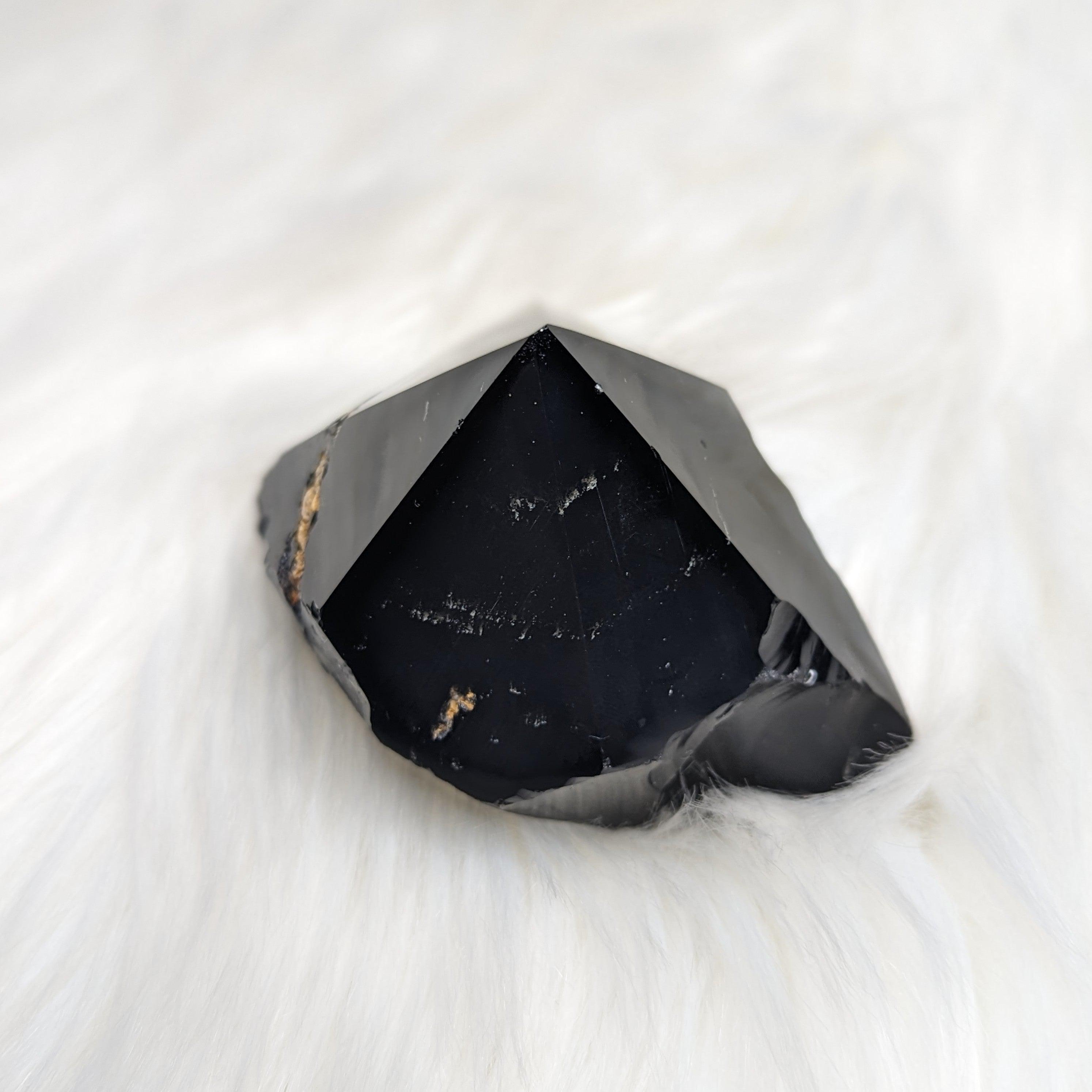 Black Obsidian Polished Point #2~ 6 Sides - Earth Family Crystals