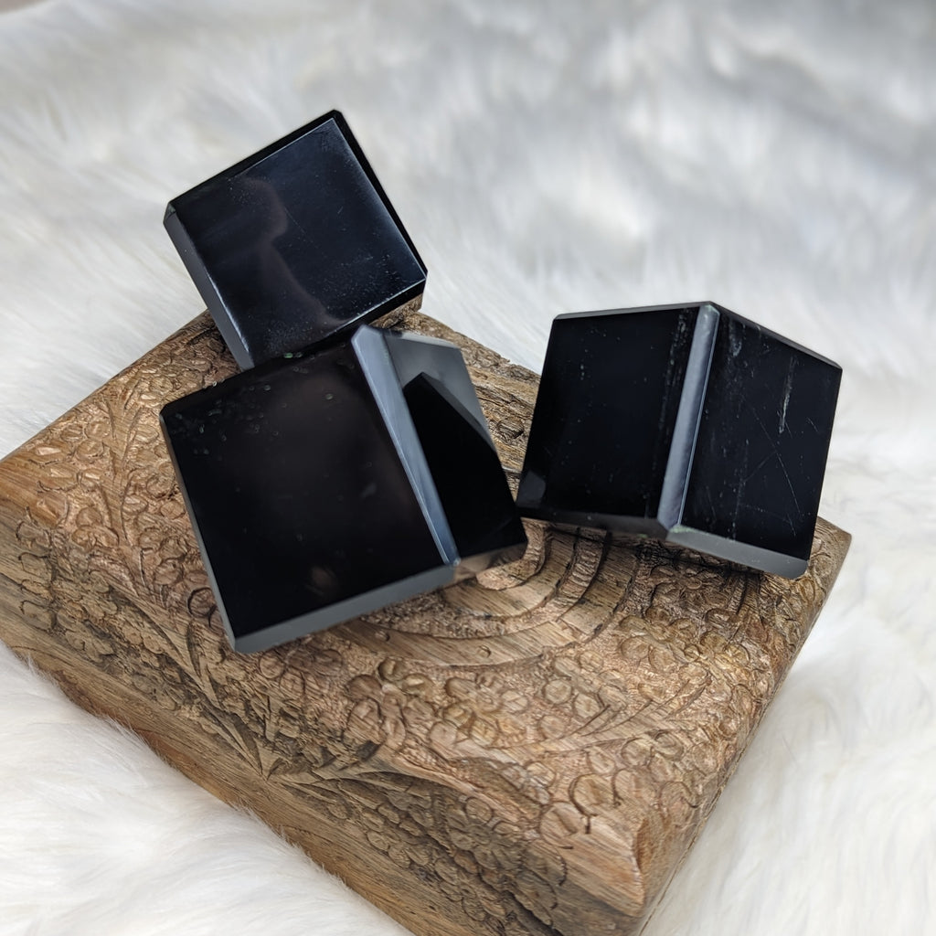 Black Obsidian Floating Cube (One) - Earth Family Crystals