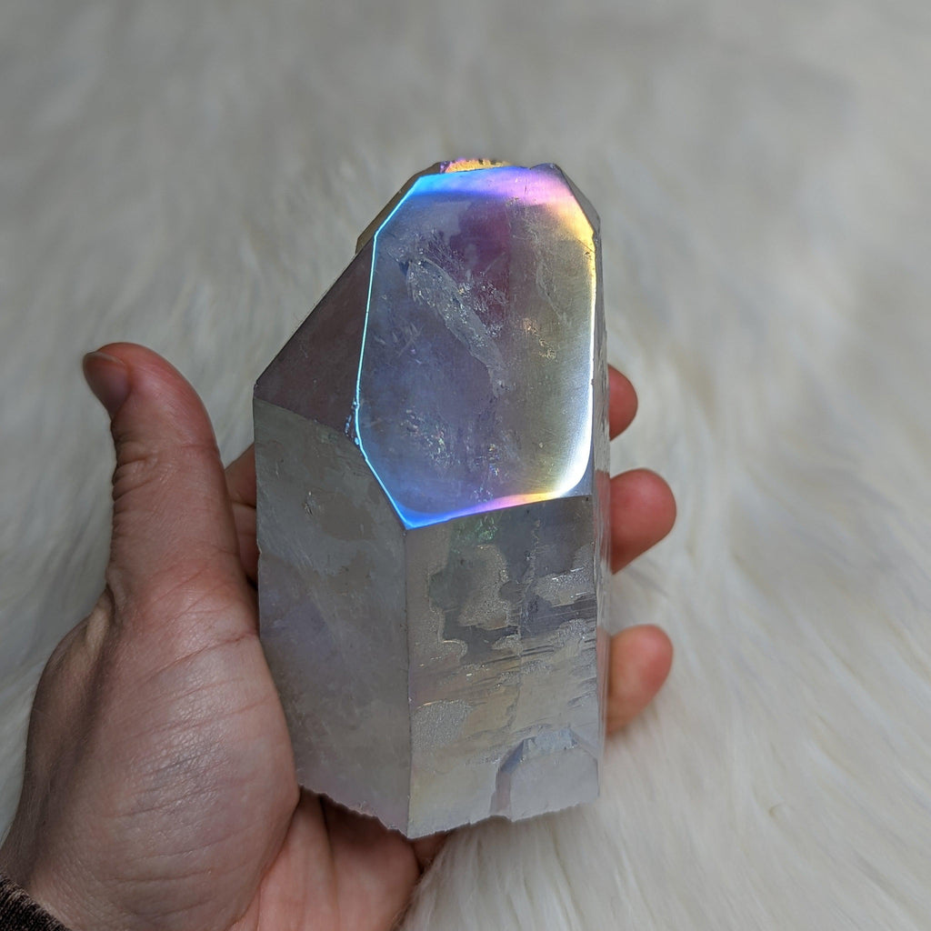 Unicorn Energy ~Pastel Rainbow Glow ANGEL AURA QUARTZ Point - Earth Family Crystals