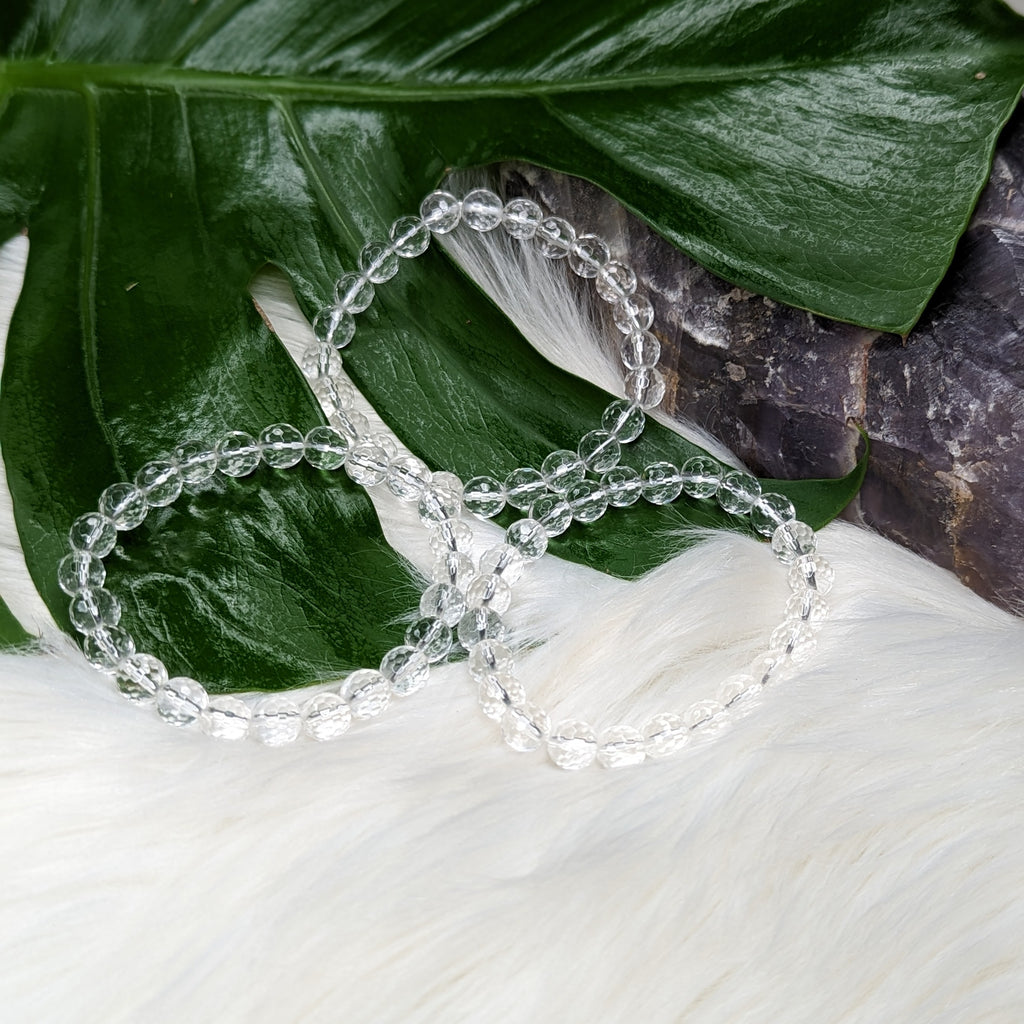 Faceted, Sparkling Clear Quartz  Stretch Bracelet ~ Stunning and Simple - Earth Family Crystals