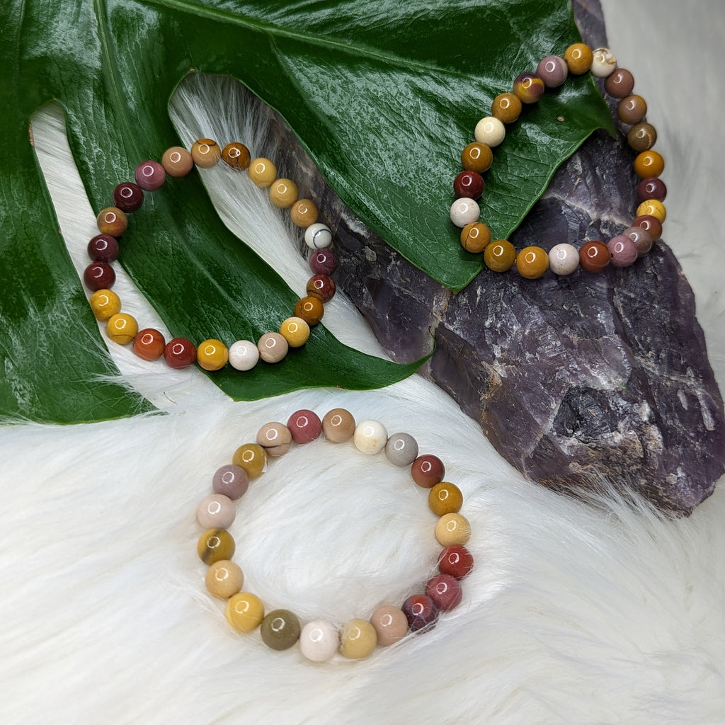 Mookaite Jasper Beaded Stretch Bracelet ~ Earthy and Grounding - Earth Family Crystals