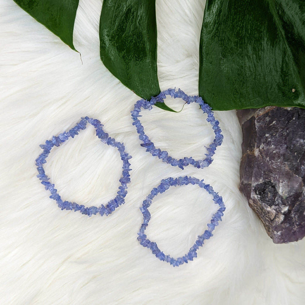 Blue Tanzanite Chip Stretch Bracelet ~Dainty and Adorable - Earth Family Crystals