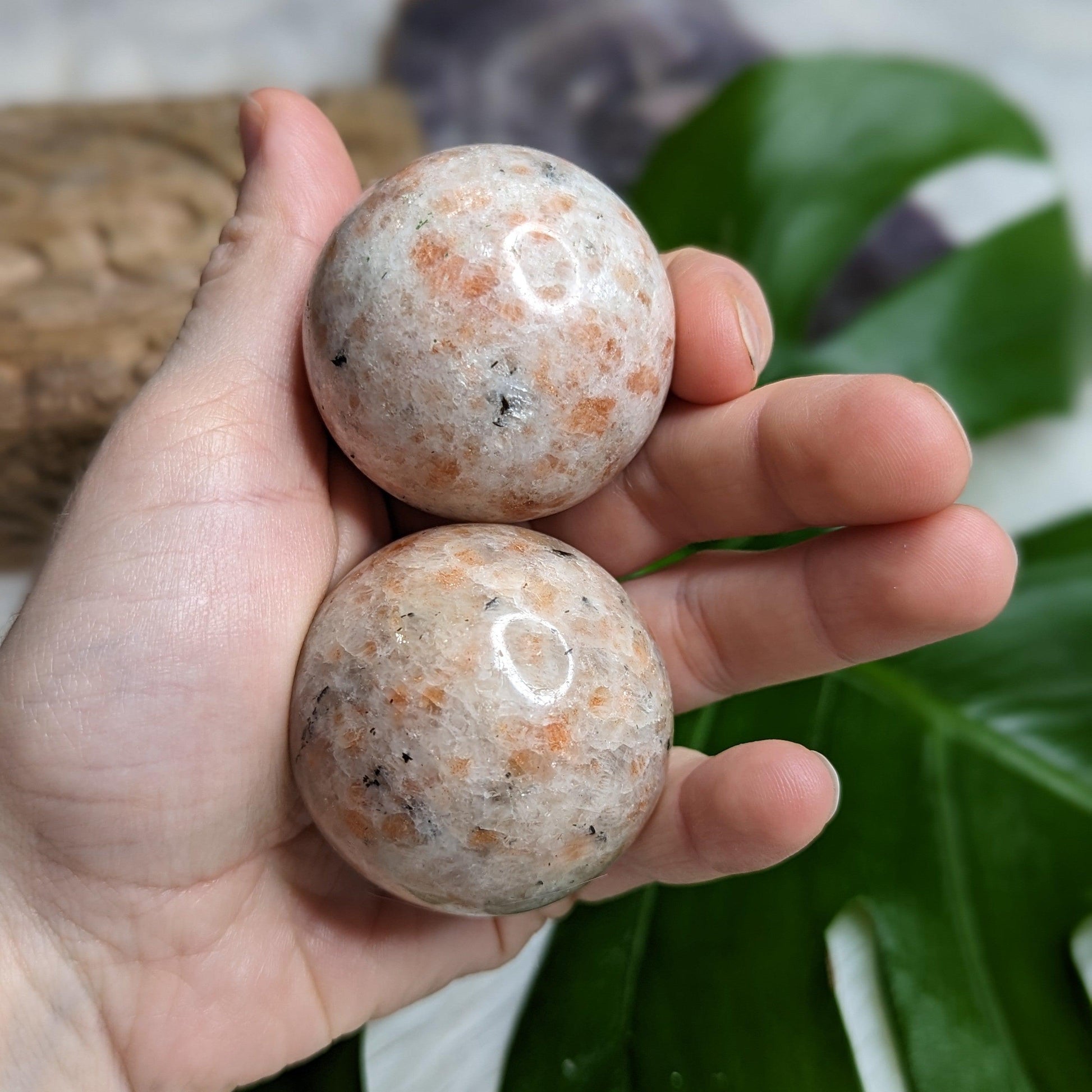 Sunstone Sphere Carving - Earth Family Crystals